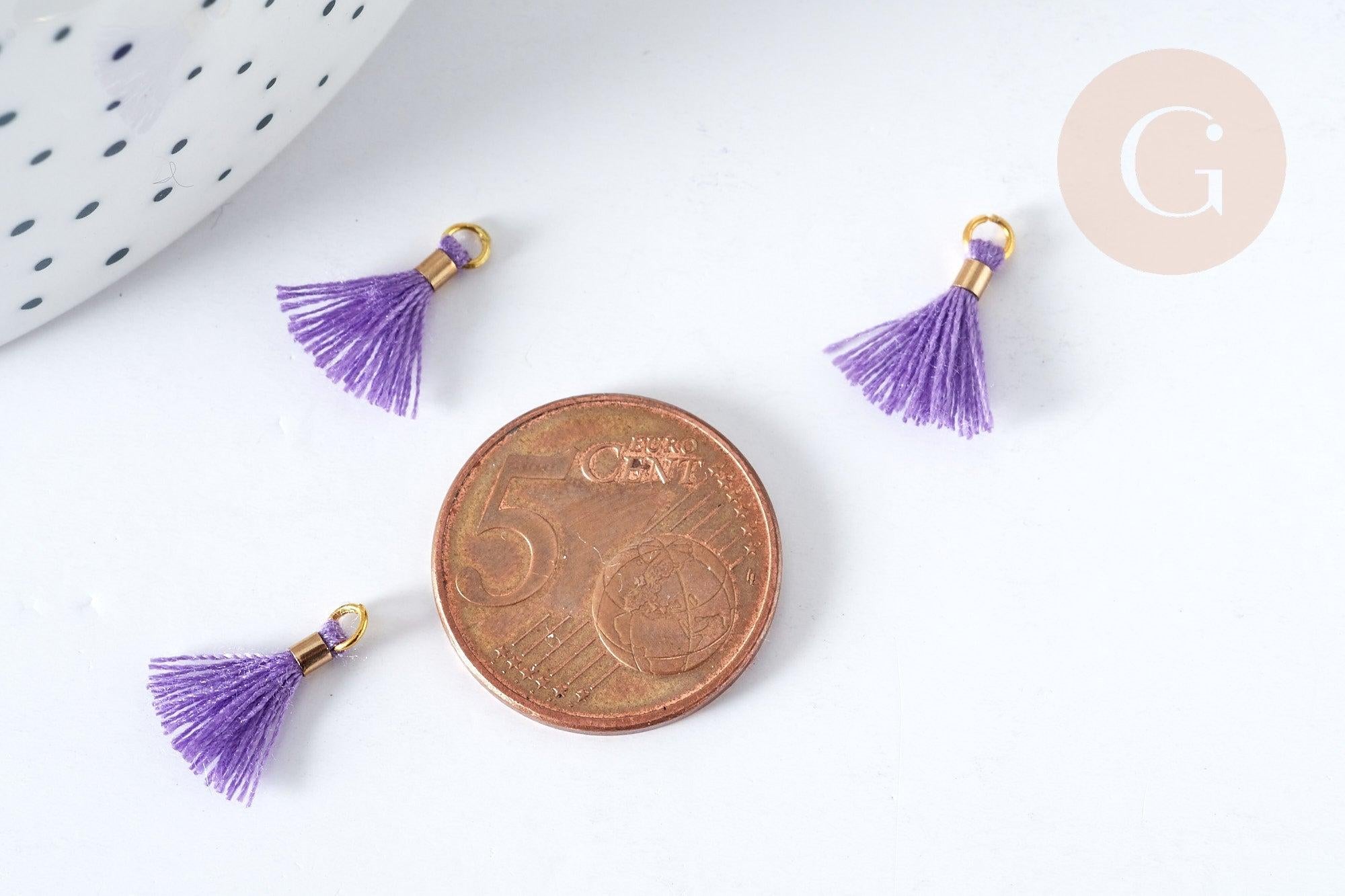 Gingerlily Pompons violets polyester support doré 10-15mm x10