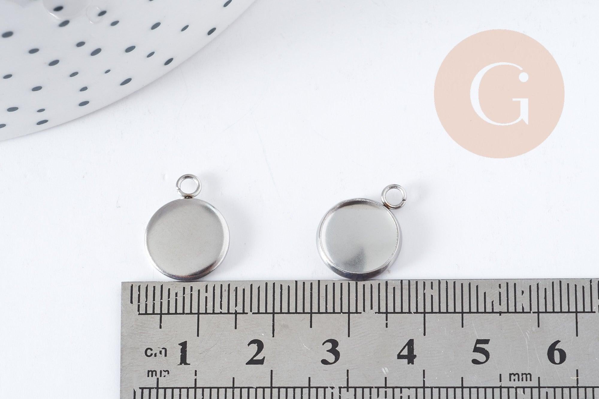 Gingerlily Pendentif support cabochon acier platine 15 mm x10