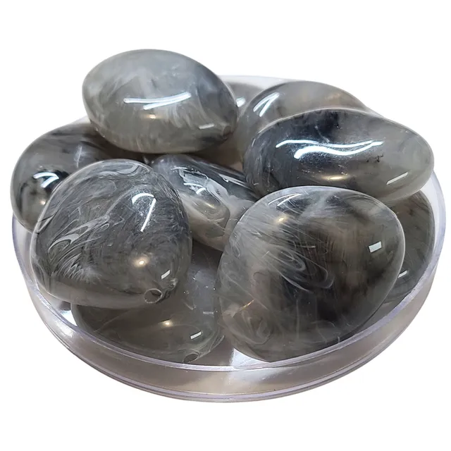 ARTSHOP Galets TIKA 34 perle galet gris fumé marbré 37mm