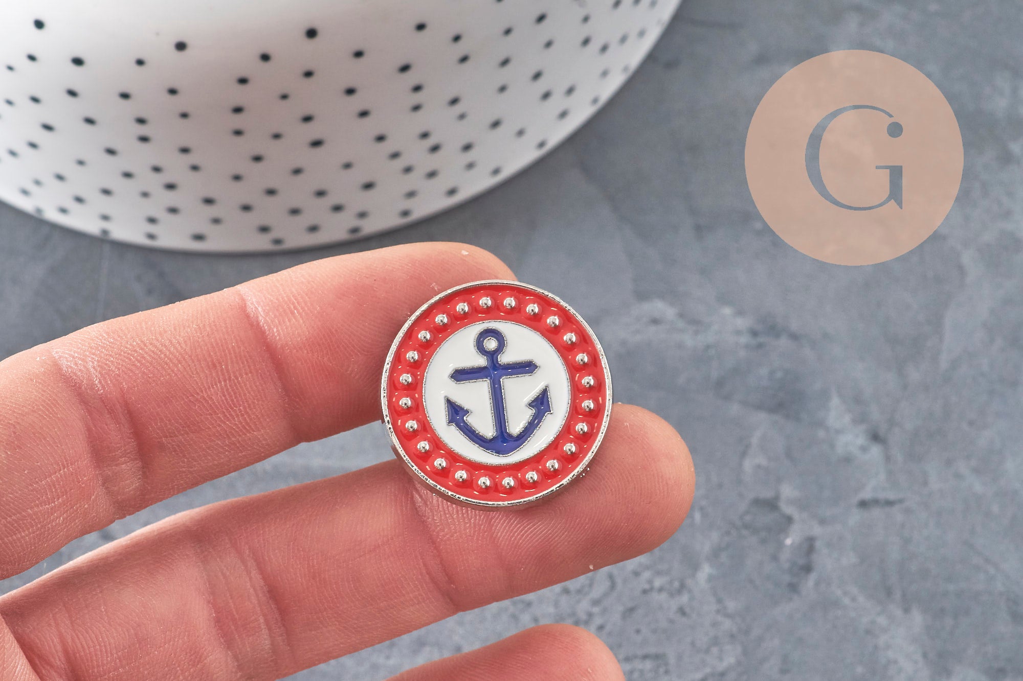 Gingerlily Perles G11237 broche pin's écusson marin ancre 25mm
