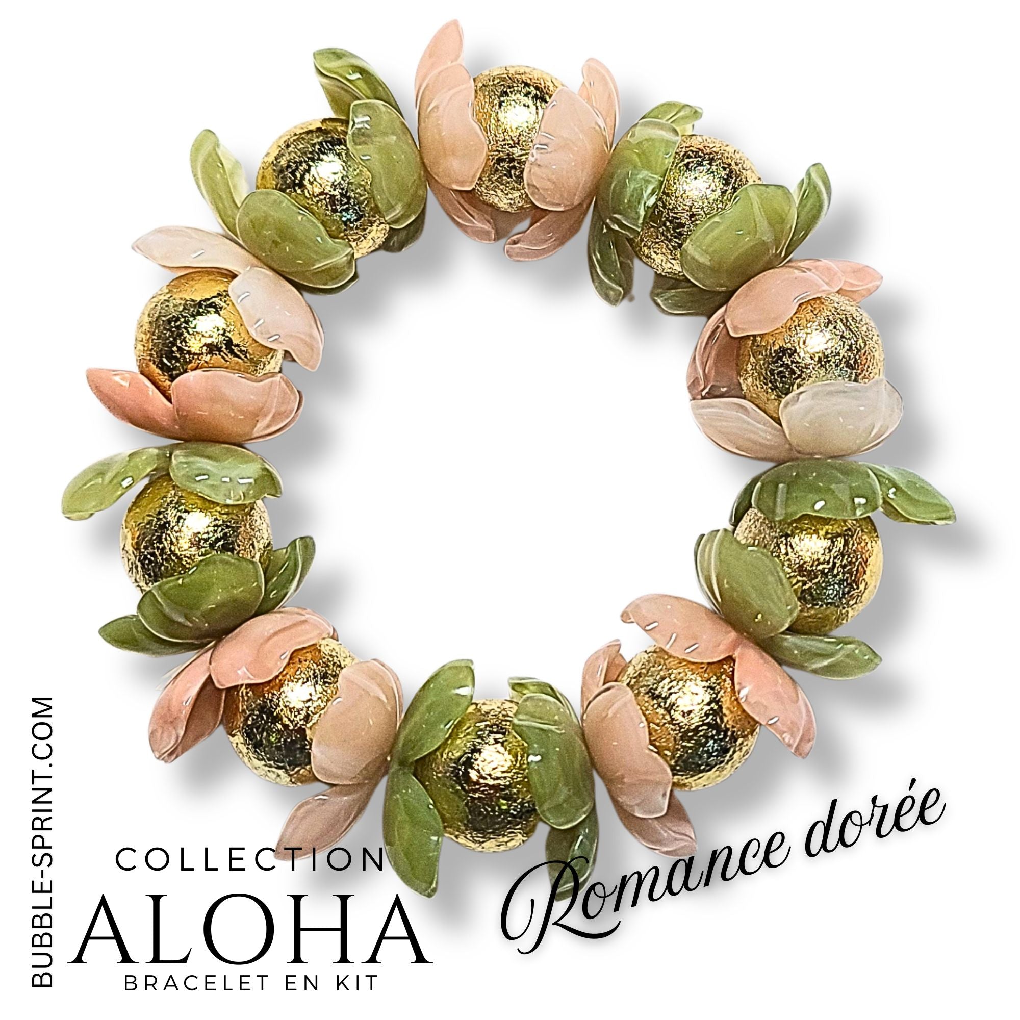 ARTSHOP Aloha kit bracelet romance dorée acrylique