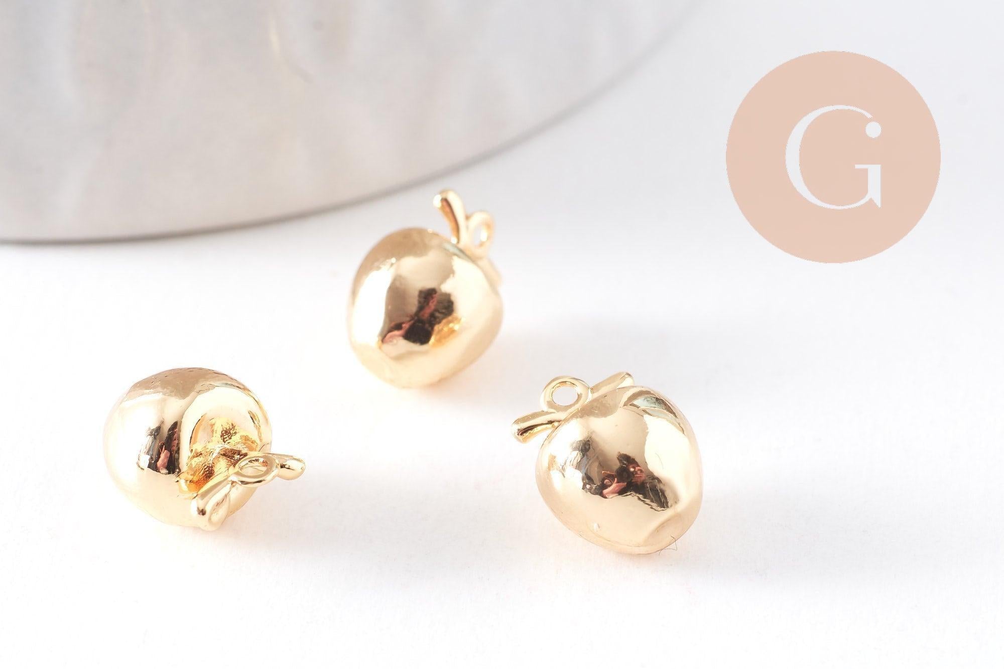 Gingerlily Pendentifs pomme G10381 breloque fruit doré 10mm x2