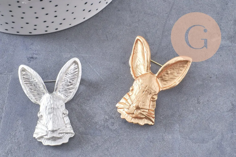Gingerlily Broche lapin origami 54mm doré pin's animal