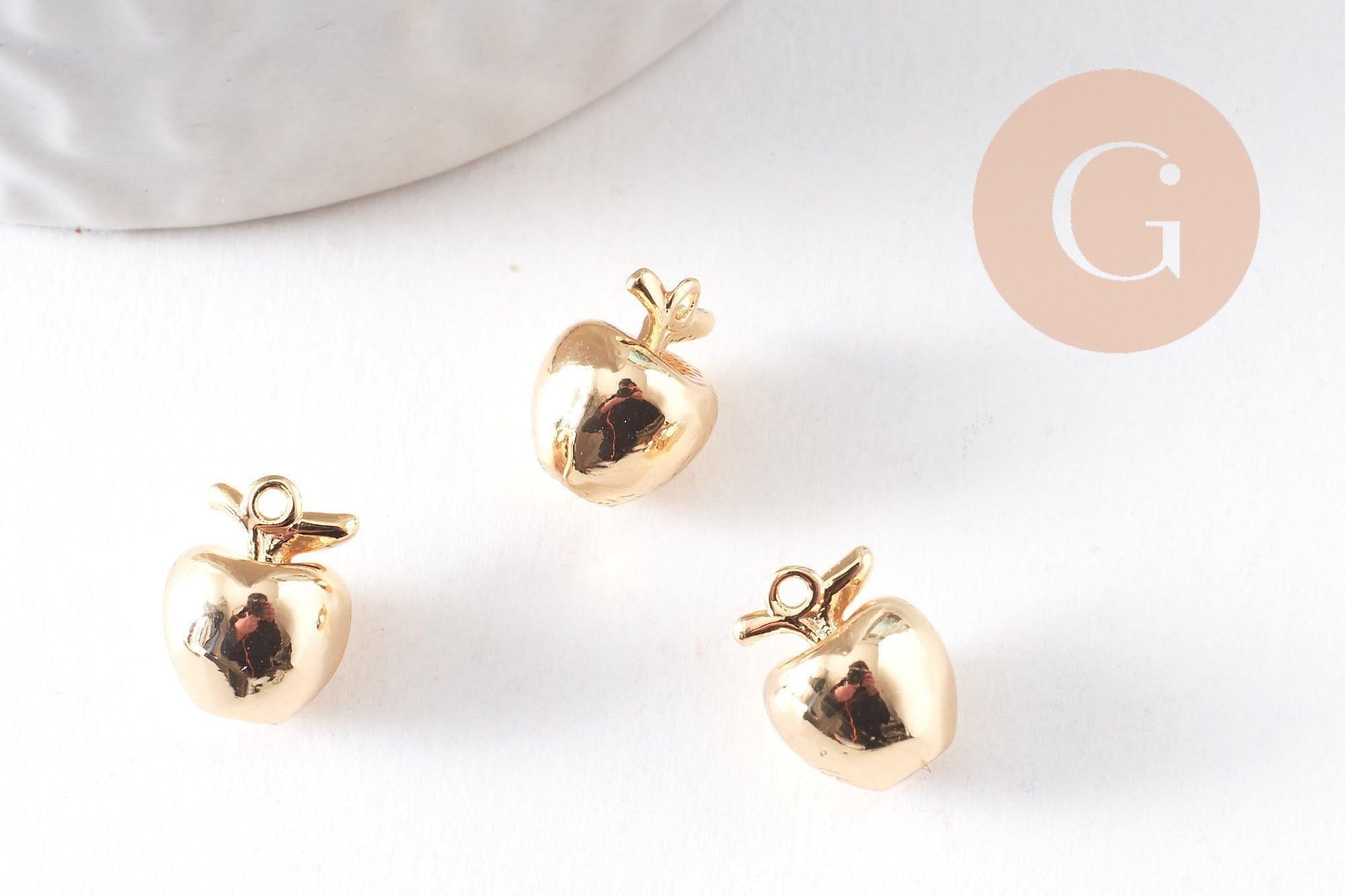 Gingerlily Pendentifs pomme G10381 breloque fruit doré 10mm x2