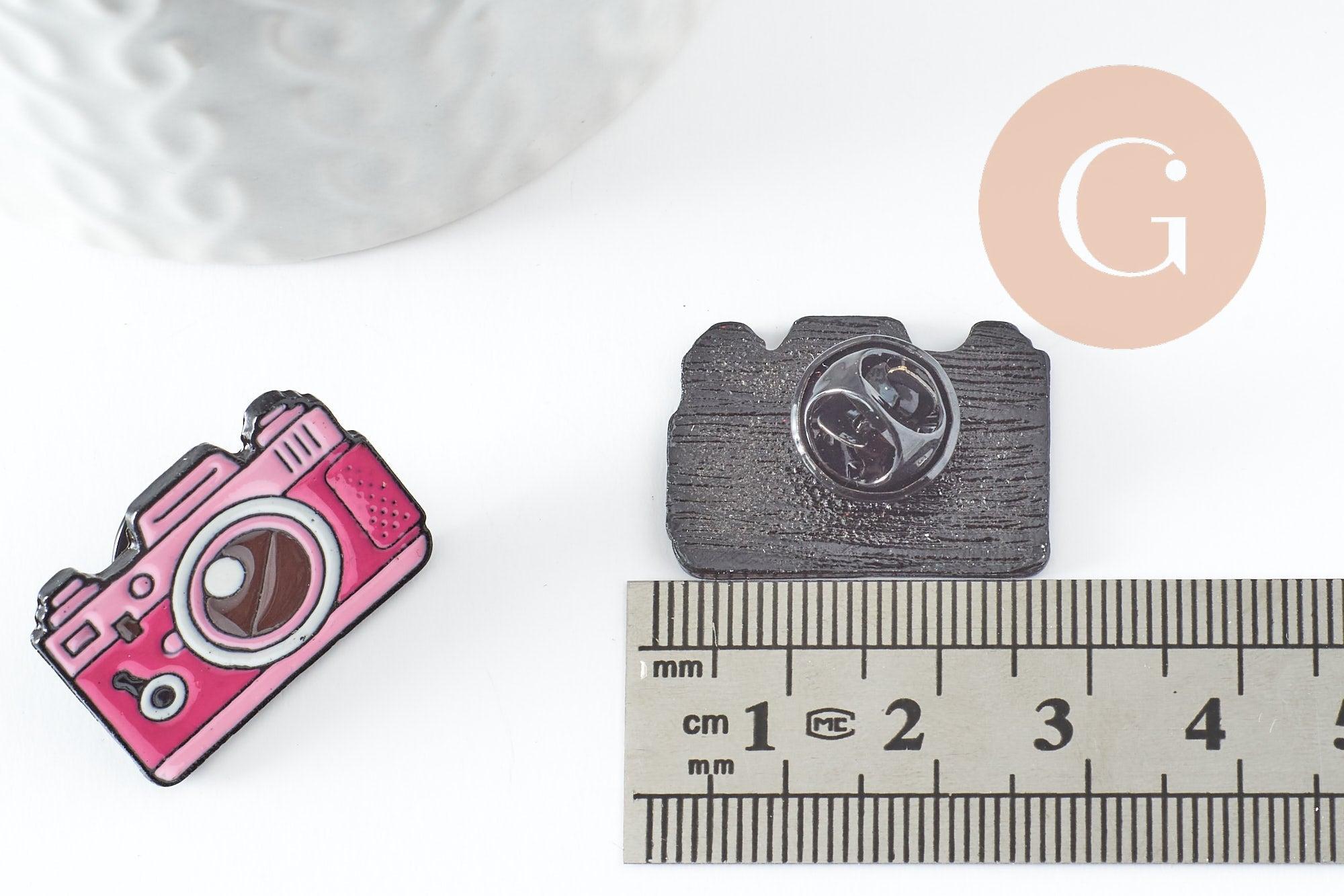 Gingerlily G9471 broche pin's appareil photo rose 24,5mm