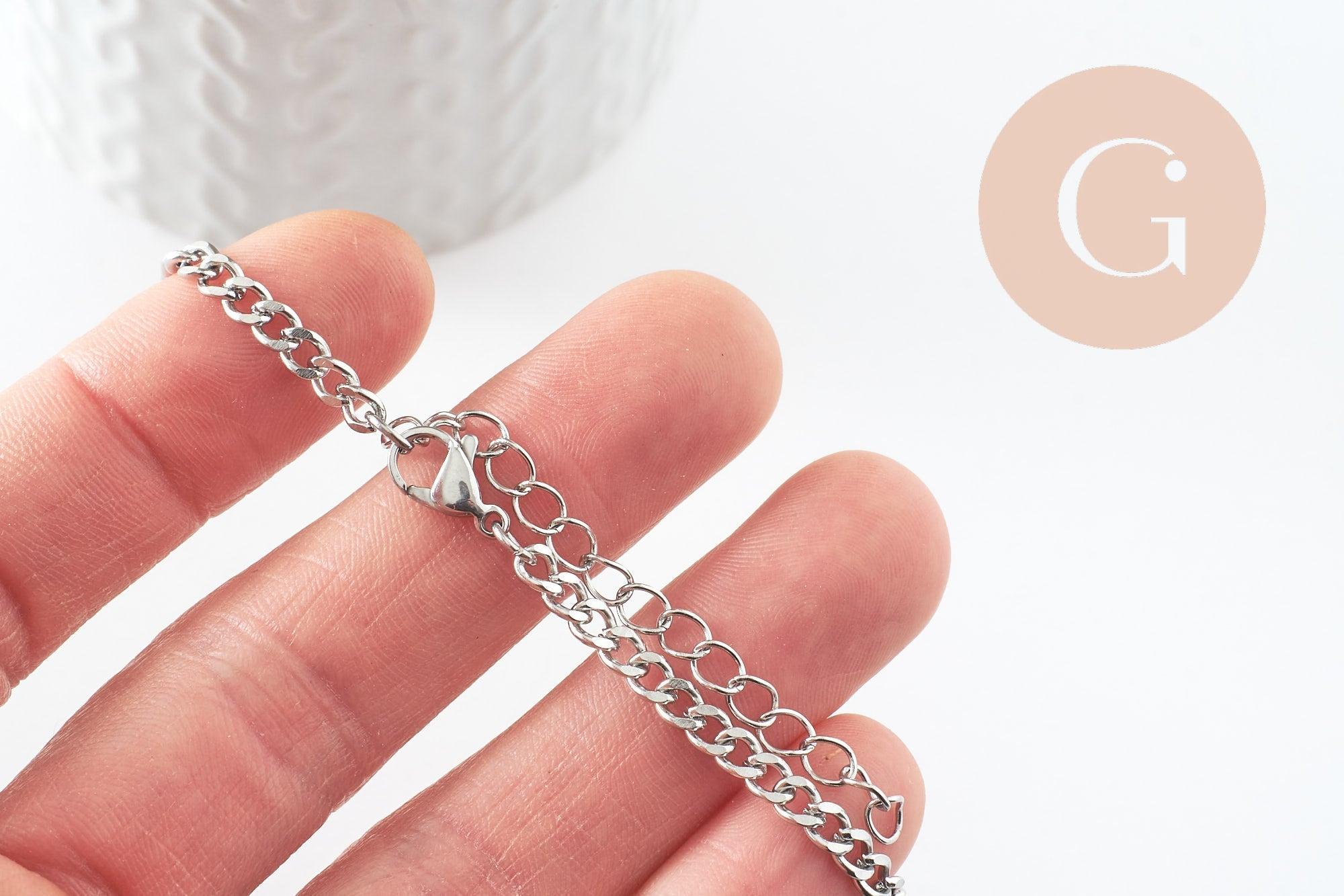 Gingerlily Base bracelet gourmette G9481 acier platine 16,3cm x1