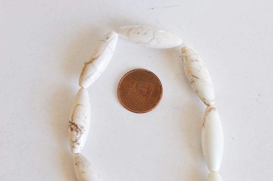 Gingerlily perle howlite G1319 ovale blanc 30mm x5