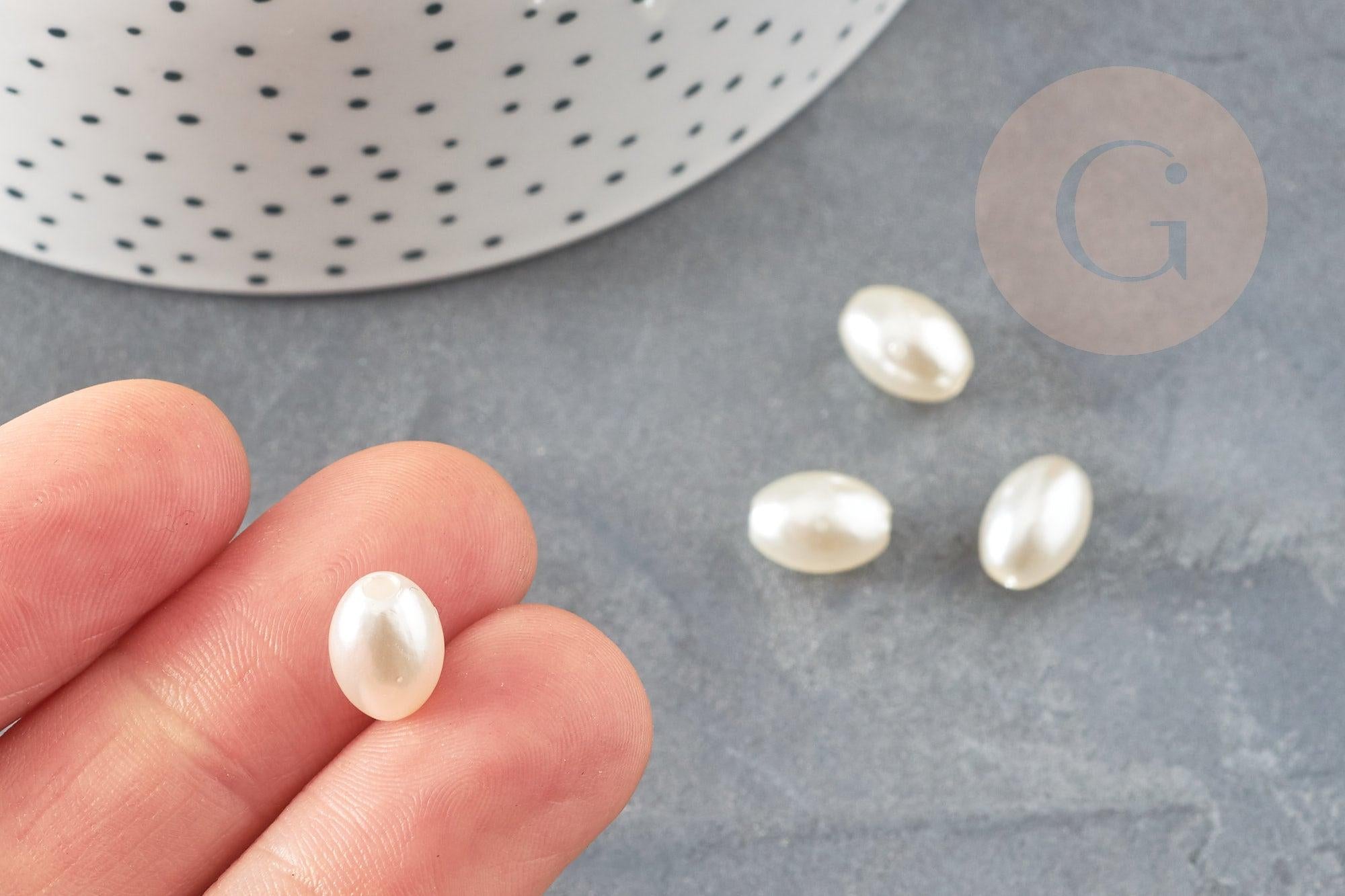 Gingerlily Perles ovale acrylique beige 11mm x5 imitation nacre