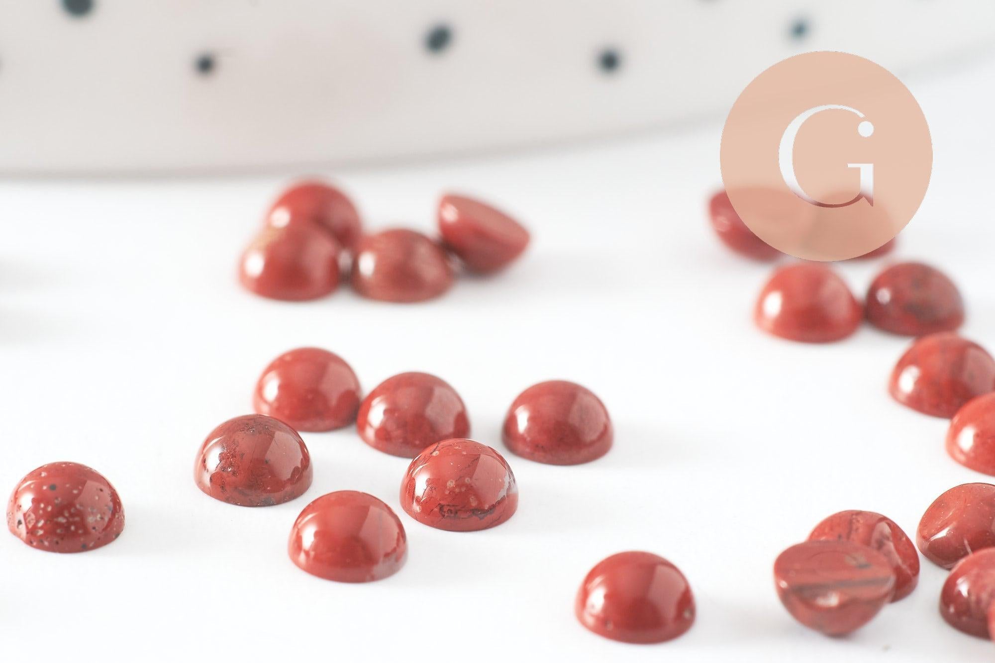 Gingerlily Pierres DIY Cabochon Jaspe Rouge Rond 4mm