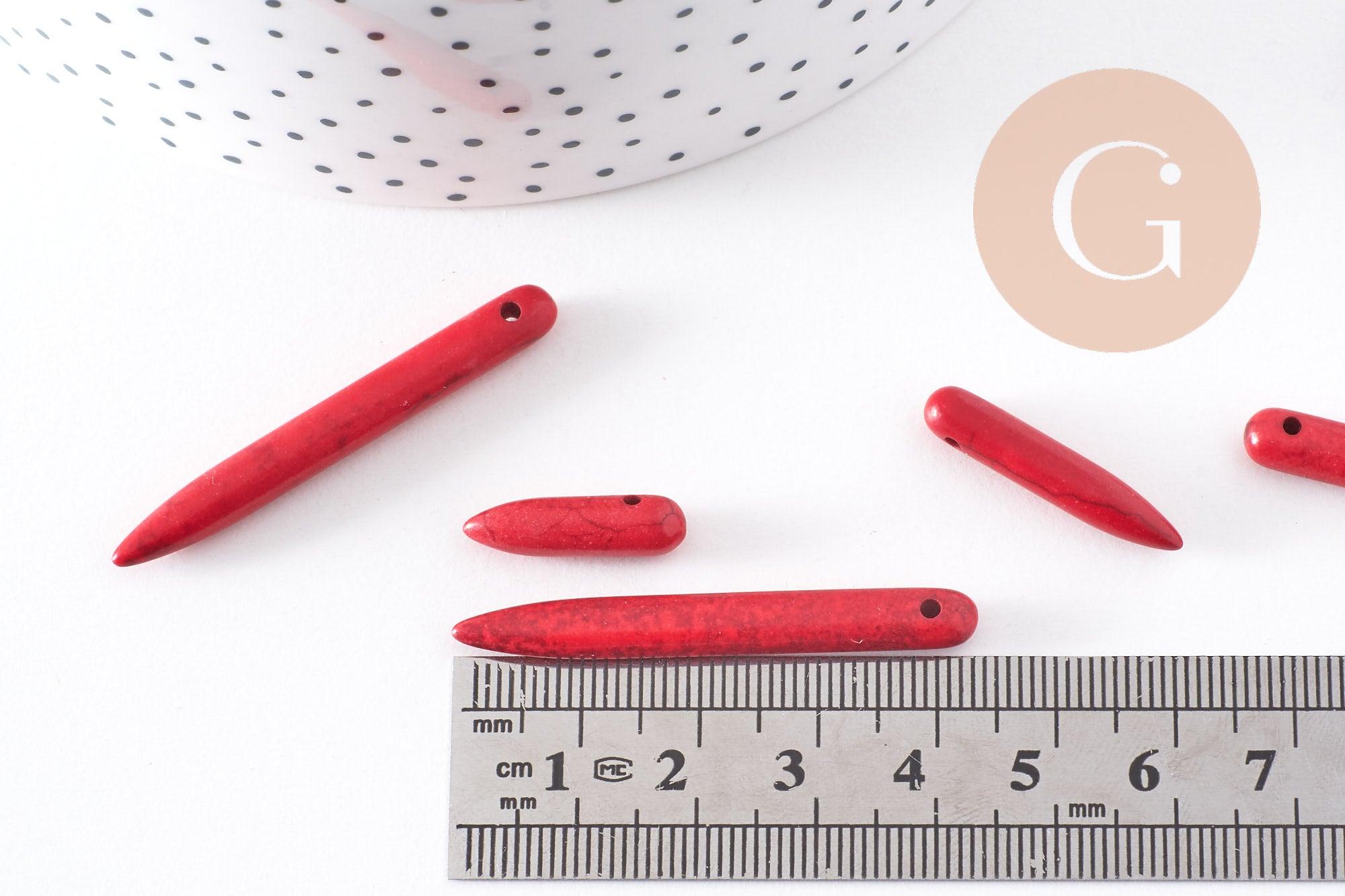 Gingerlily Perles pierre howlite rouge pointes 18-43mm fil