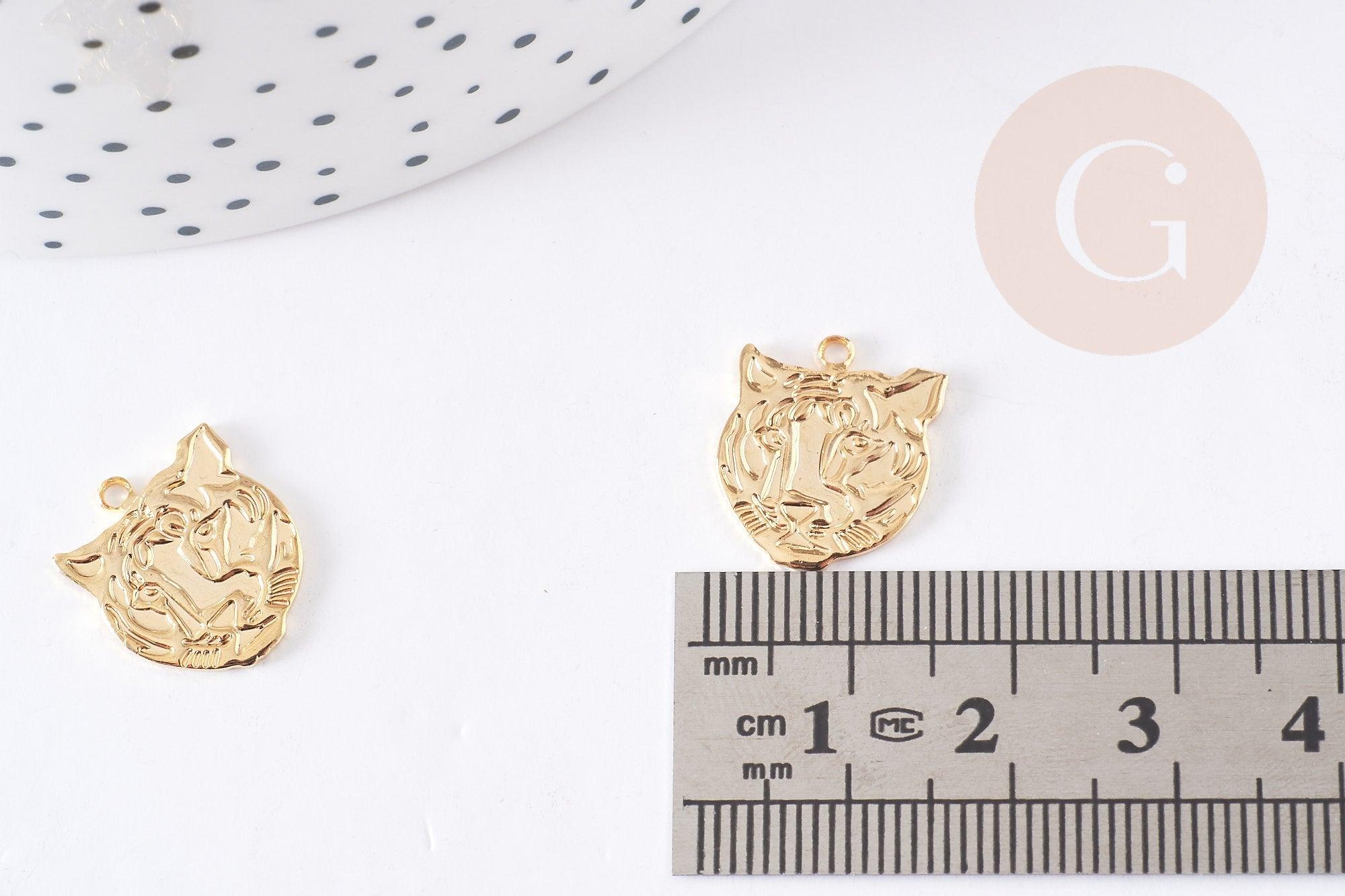 Gingerlily Pendentifs G9073 pendentif tigre laiton doré 16mm