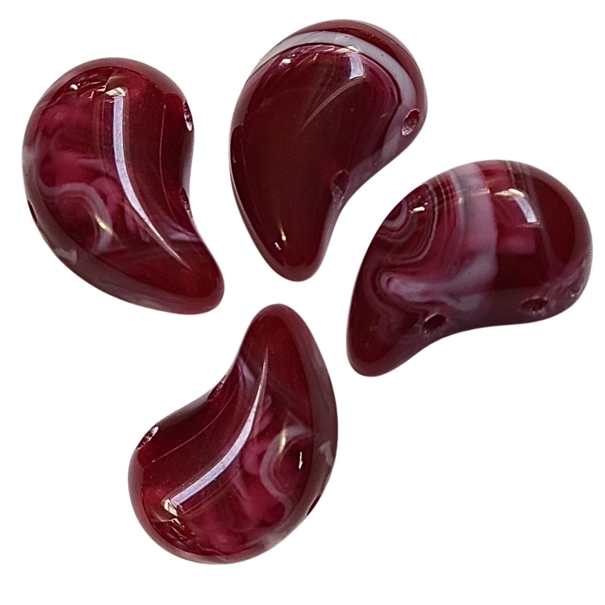 ARTSHOP Magatama 5 Perle bordeaux marbré 21mm x1