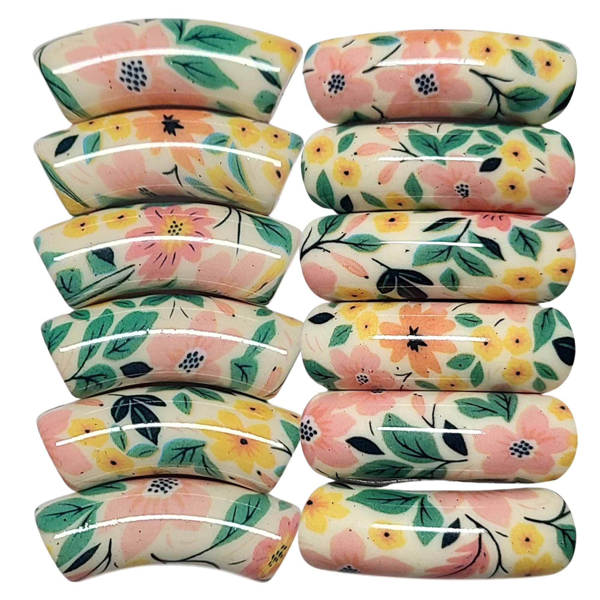 ARTSHOP Tubes DESIGN 1044 perle tube fleurs 12mm bleu x1