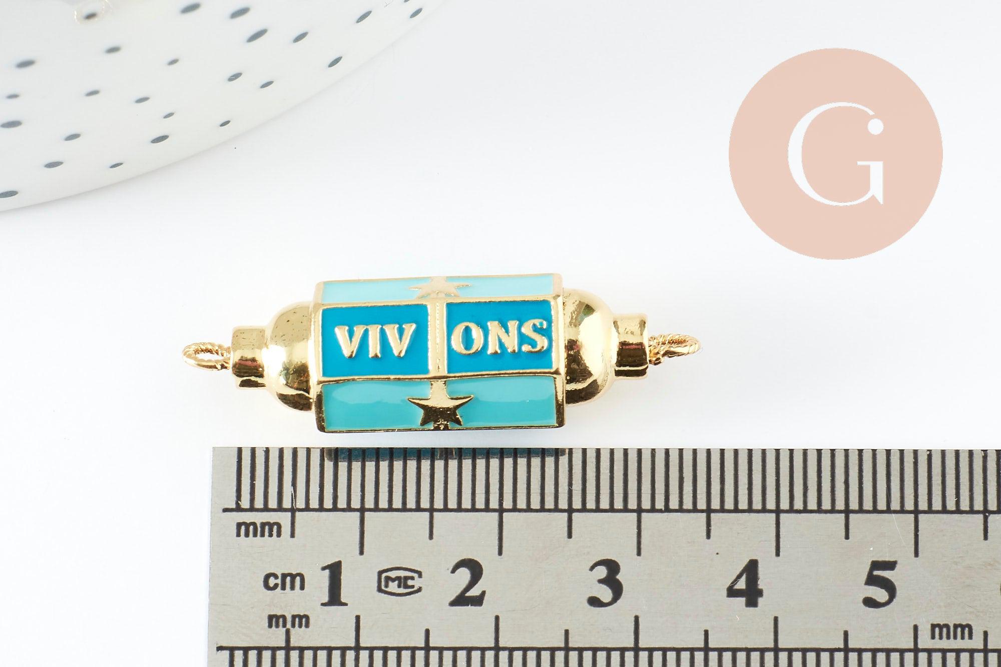 Gingerlily G9434 connecteur tube talisman 34mm turquoise