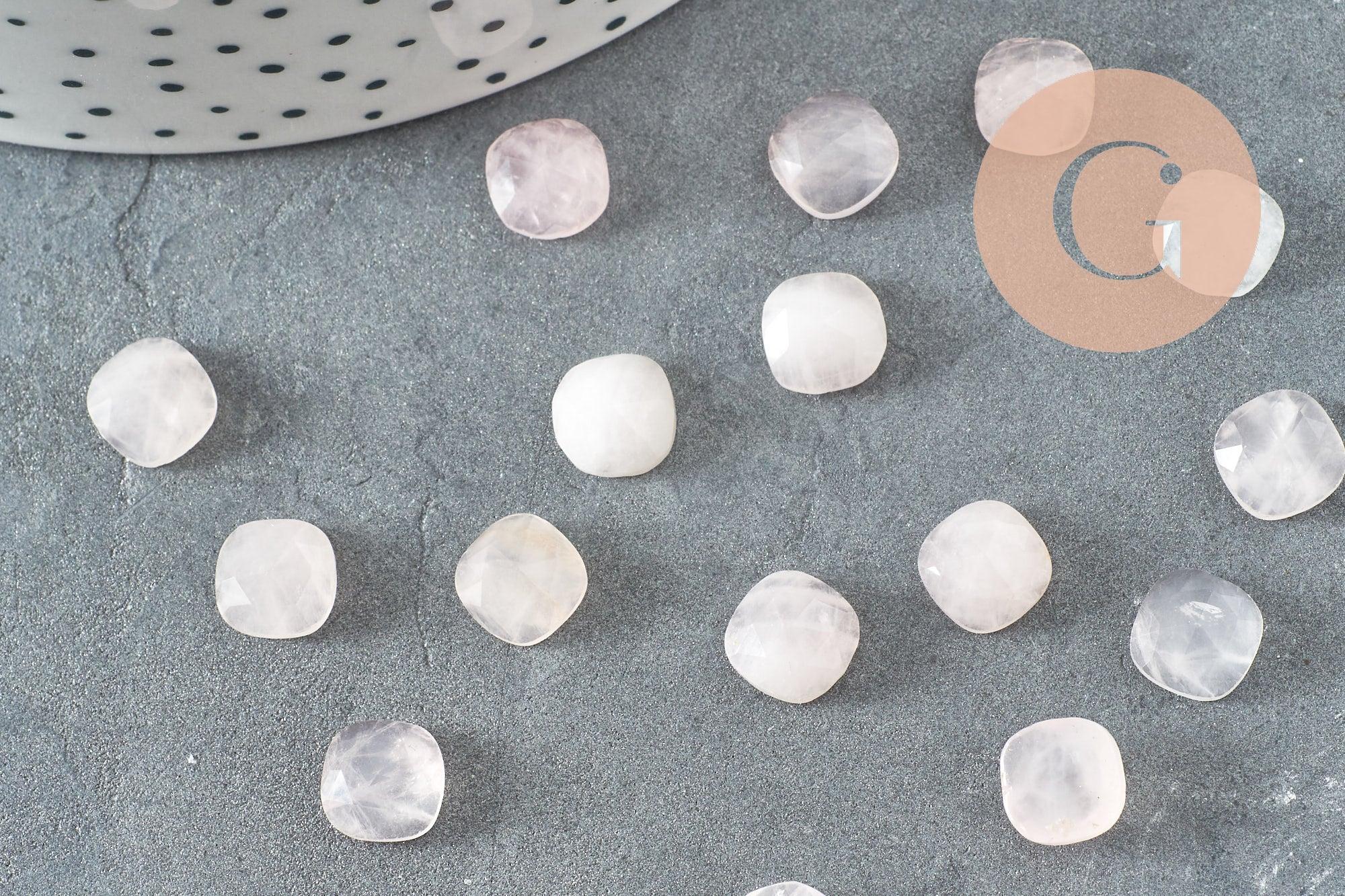 Gingerlily Perles G9682 cabochon carré quartz rose 8x8mm x1