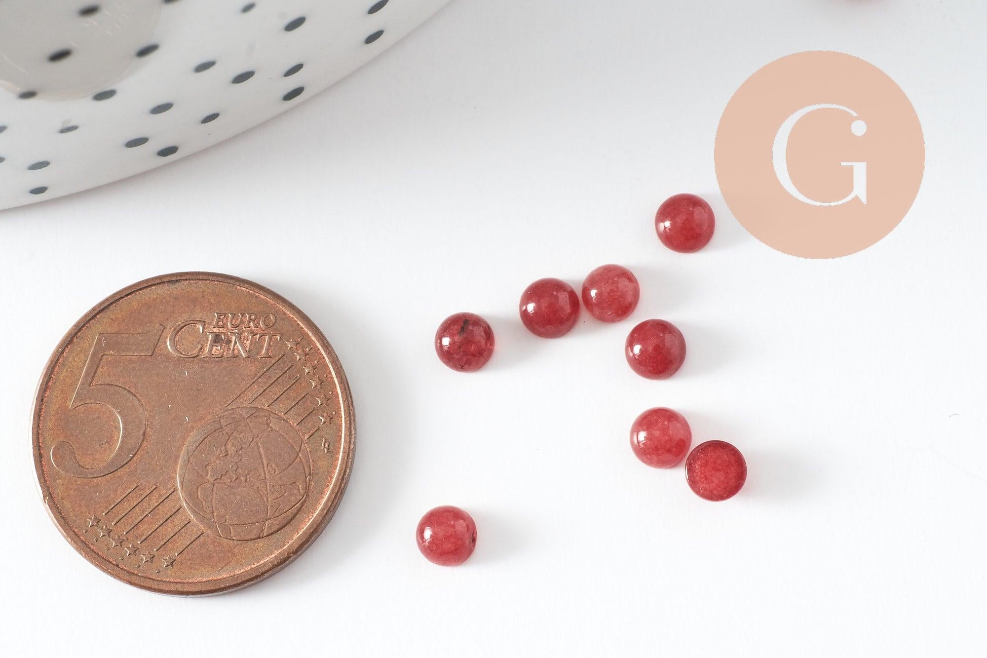 Gingerlily Cabochon Rond Jade Rouge Naturel 4 mm x1
