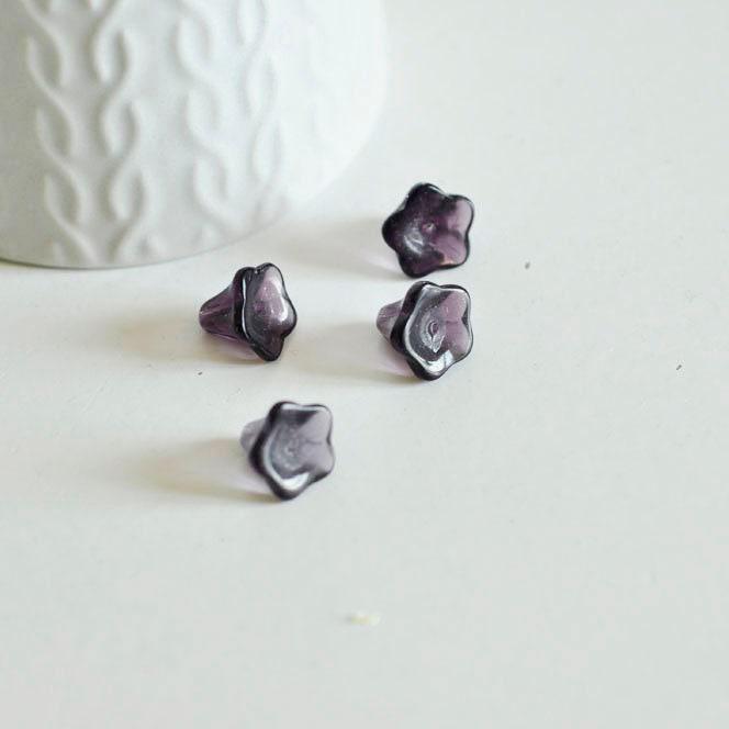 Gingerlily G885 perle verre fleur violette lot 20 11 mm