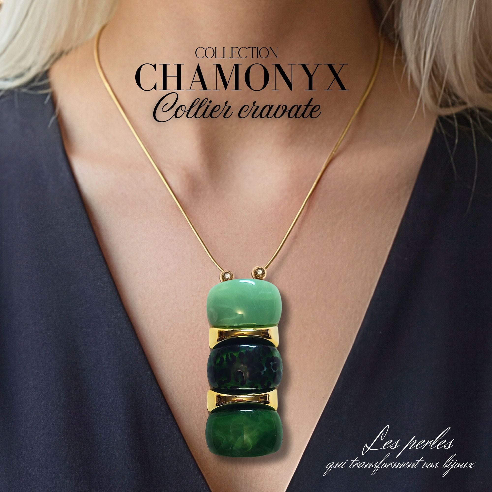 Artshop 23 Chamonyx dôme menthe marbré perle 2 trous x1