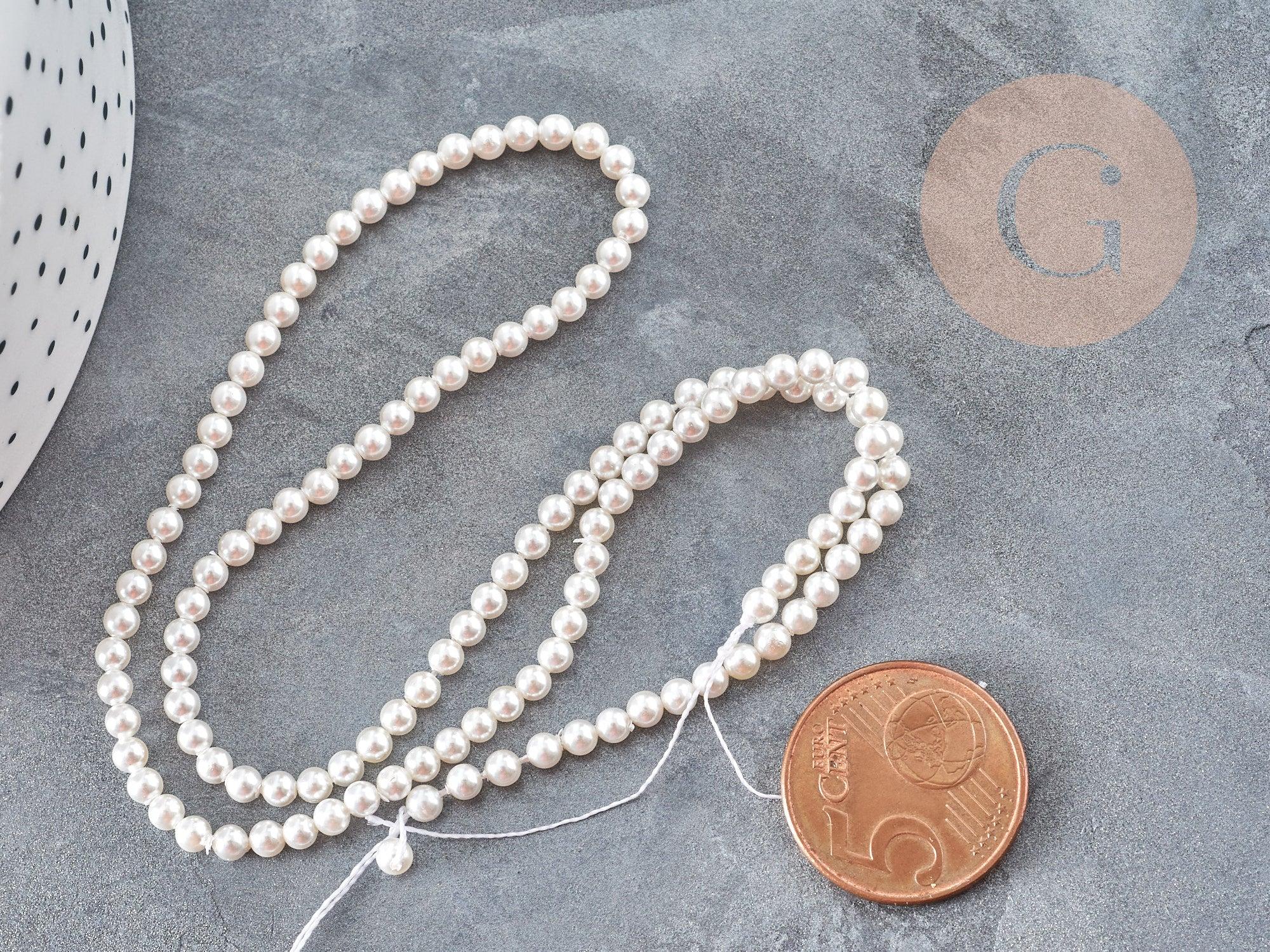 Gingerlily Perles rondes nacre blanche naturelle 3mm fil 41cm