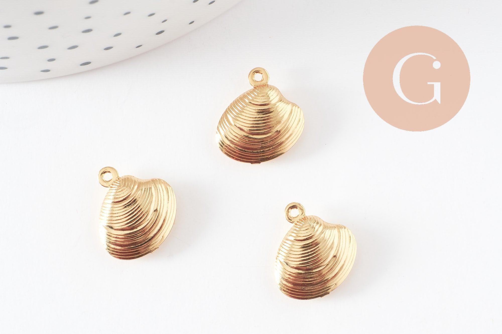 Gingerlily breloque coquillage pendentif acier doré 14mm x1