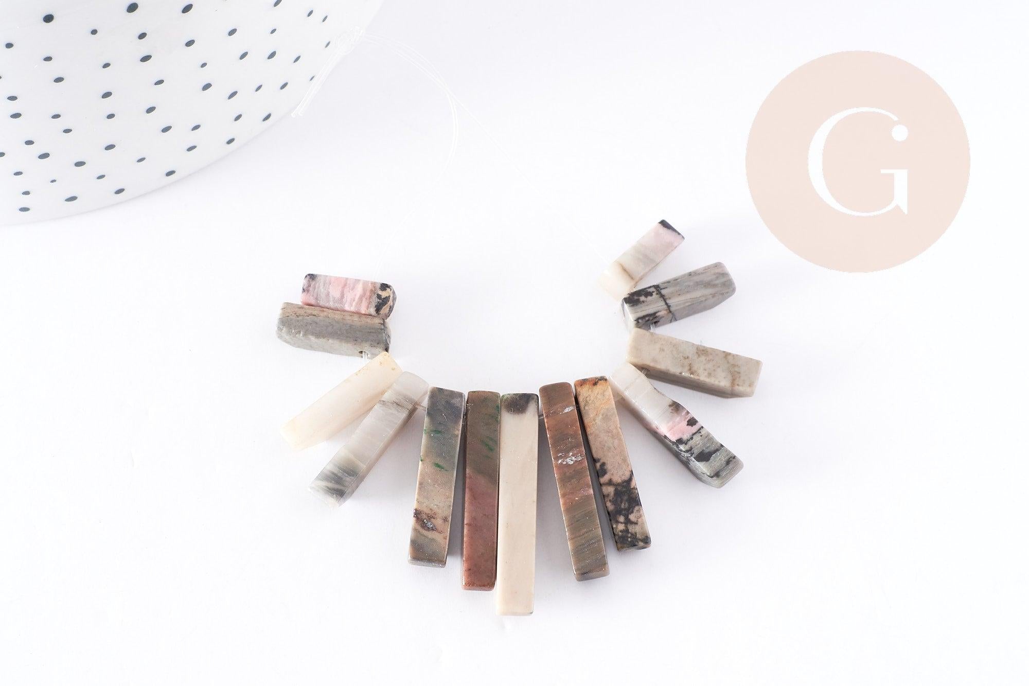 Gingerlily perles rectangle jaspe naturel 10-30mm x13
