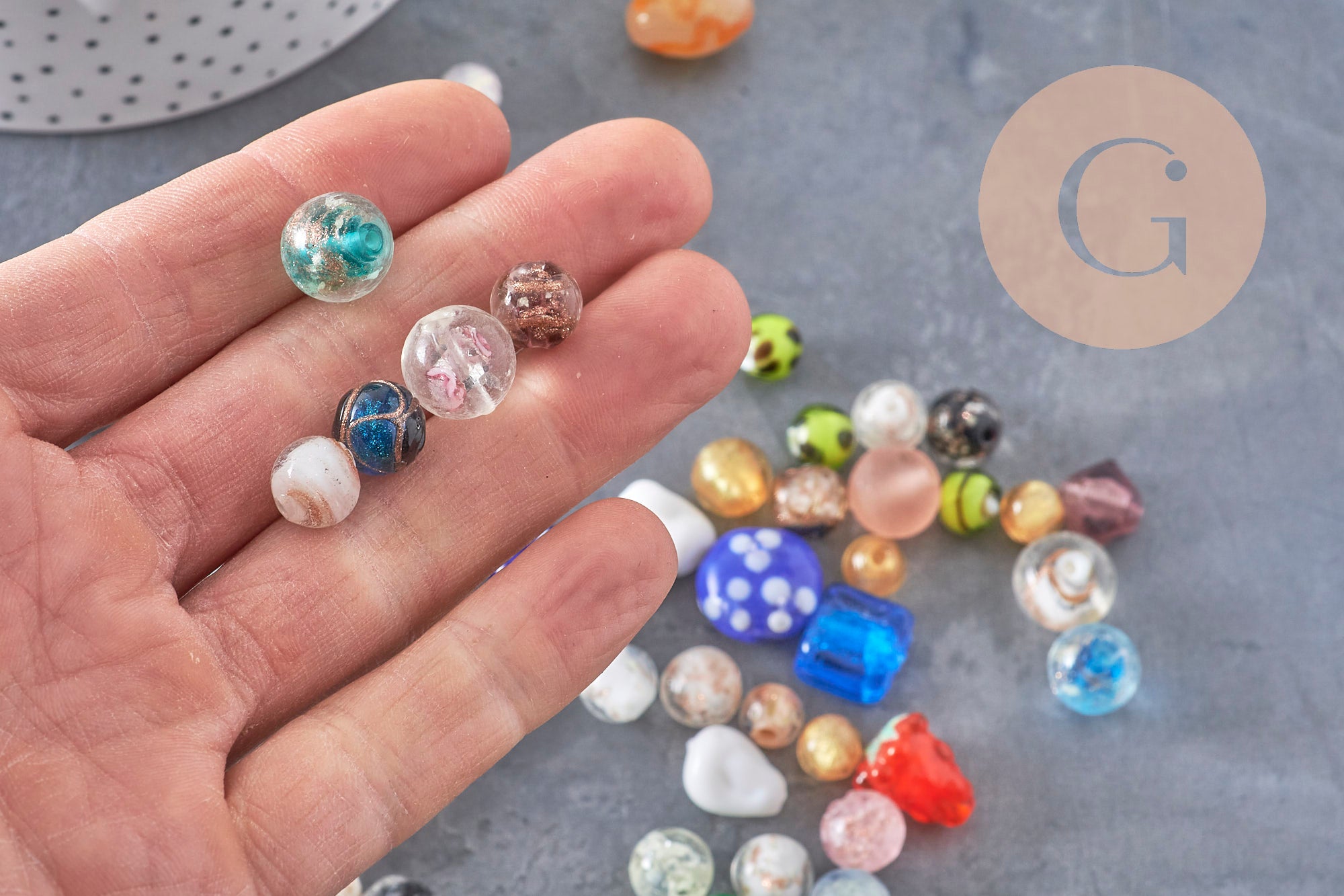 Gingerlily Perles DIY perles verre Murano feuille argent x10
