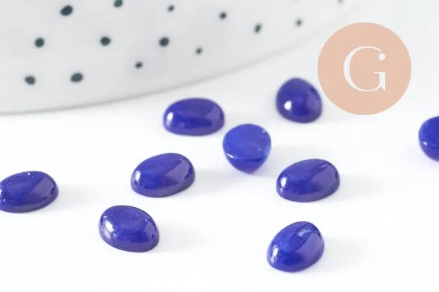 Gingerlily Jade cabochon ovale bleu roi 8x6mm x1 bague