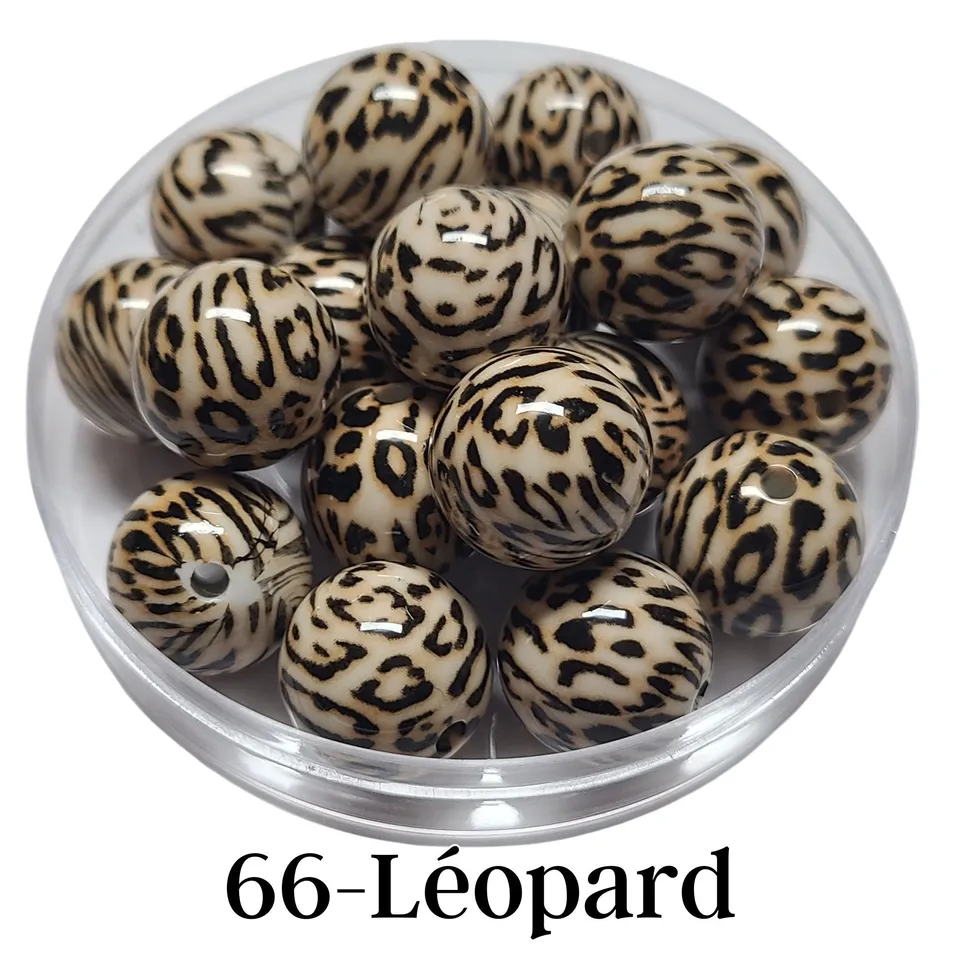 ARTSHOP Boules 20MM n66 perle acrylique Léopard x1 brillante