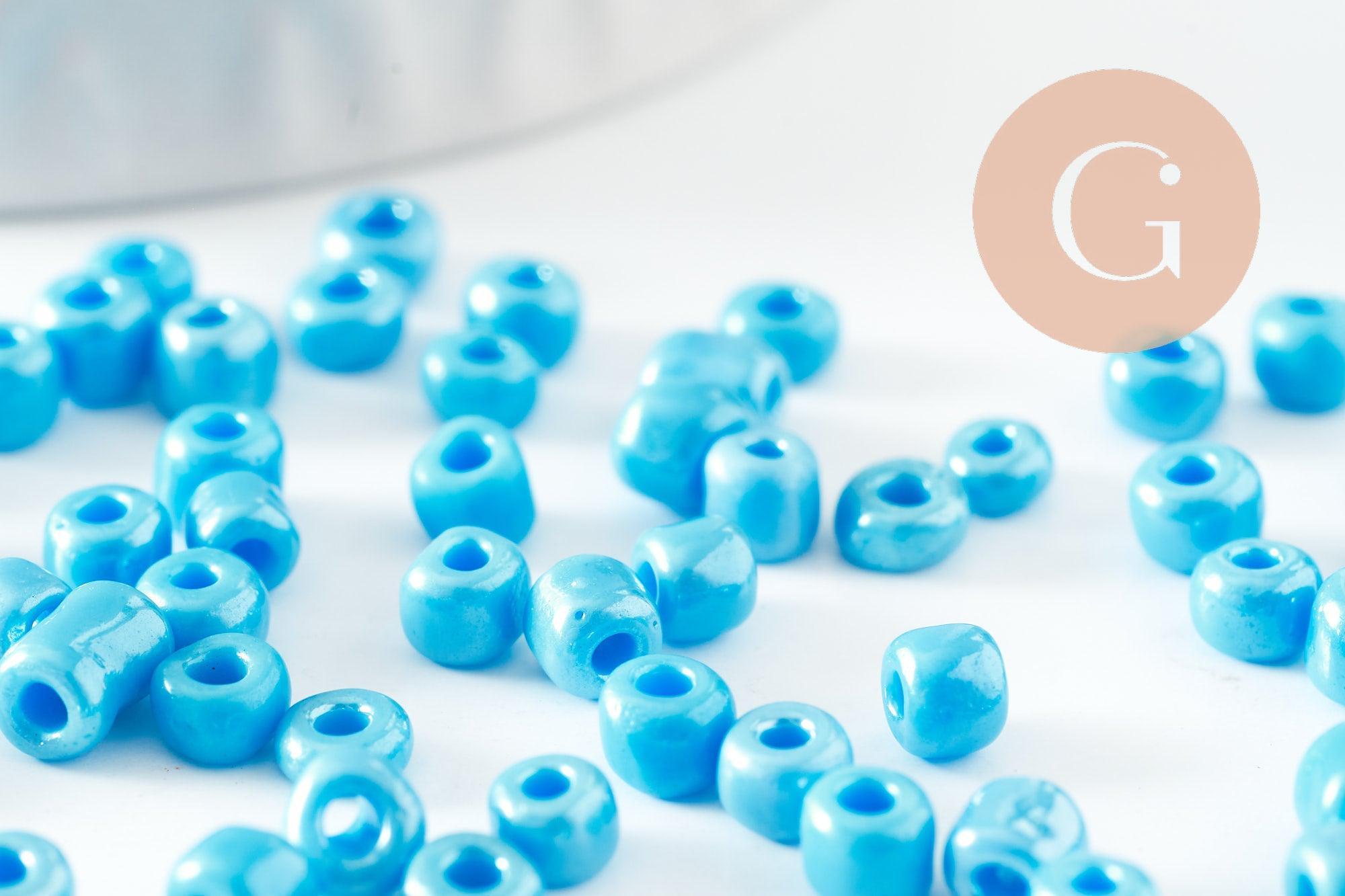 Gingerlily G9630 grosses perles rocaille bleu nacré 4mm