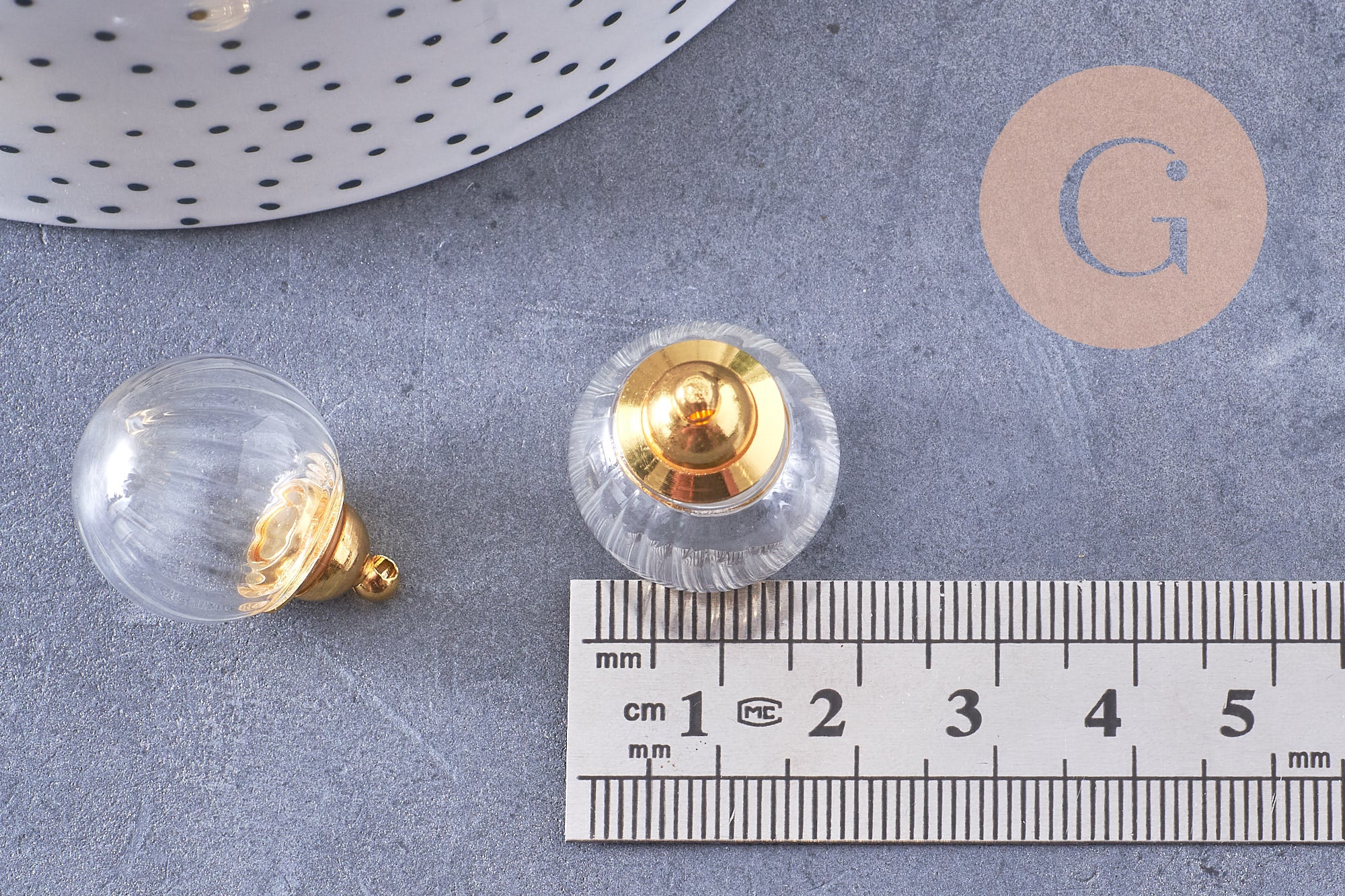Gingerlily Pendentif fiole verre bulle 27mm doré x1 grigri