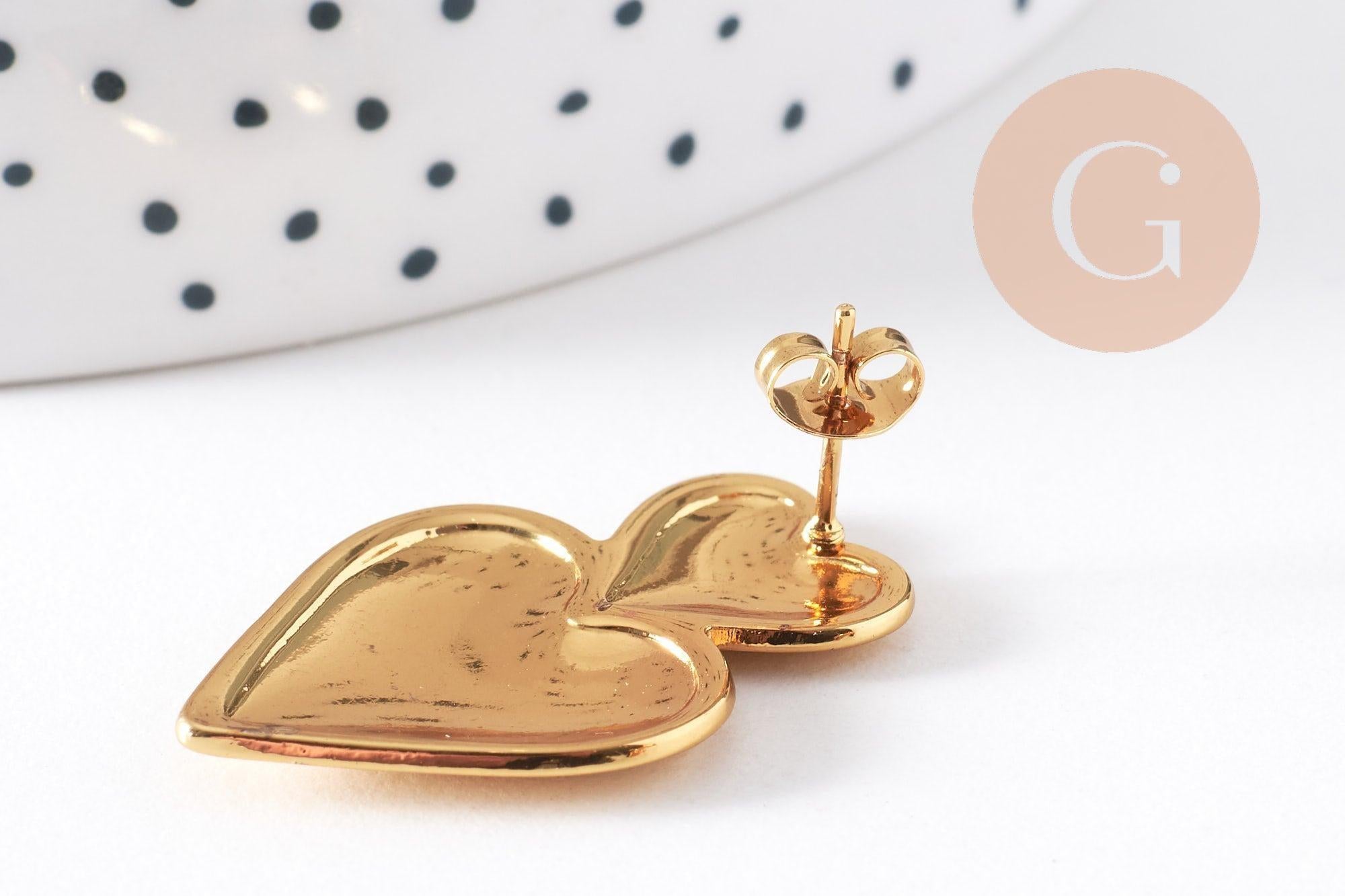 Gingerlily Boucles puce coeur doré 18K 31mm paire