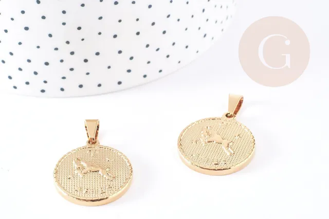 Gingerlily Bijoux personnalisés G6114 médaille Bélier dorée