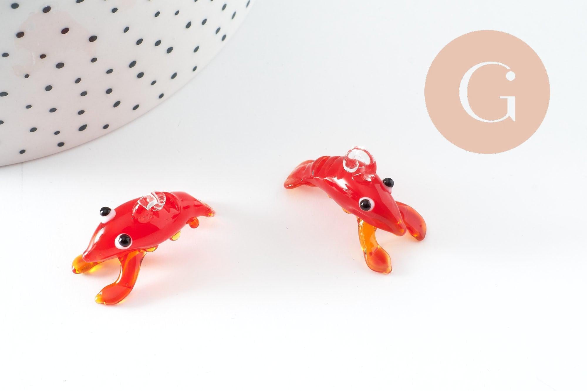 Gingerlily G10051 pendentif homard verre rouge 34mm x1