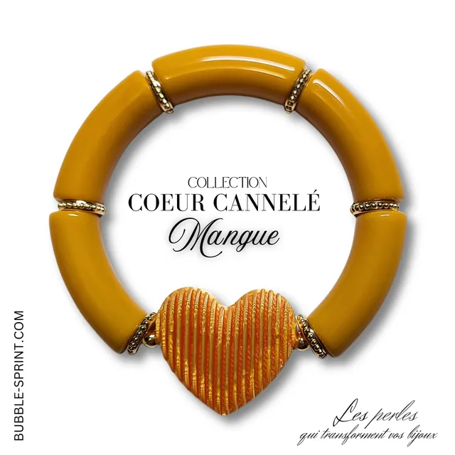 ARTSHOP Cœurs cannelés bracelet mangue 5,5cm monté