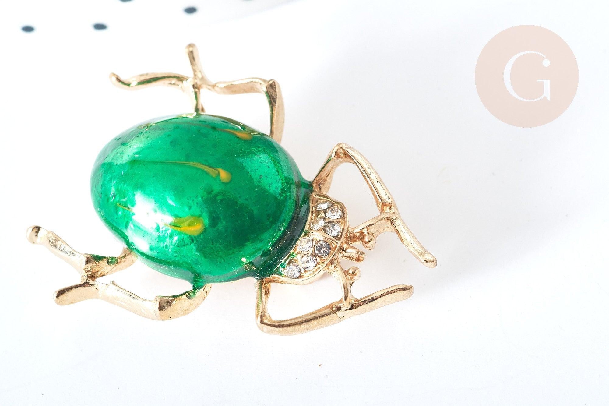 Gingerlily Broches scarabée G8066 broche émail vert 39mm