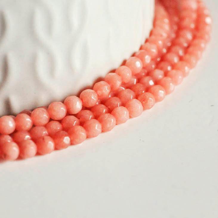 Gingerlily G3003 perle jade rose corail 4mm fil 91 perles
