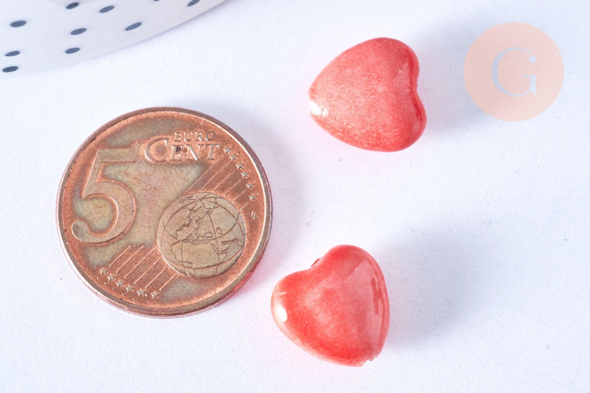 Gingerlily Perles Coeur porcelaine rouge 12mm x5 G3494