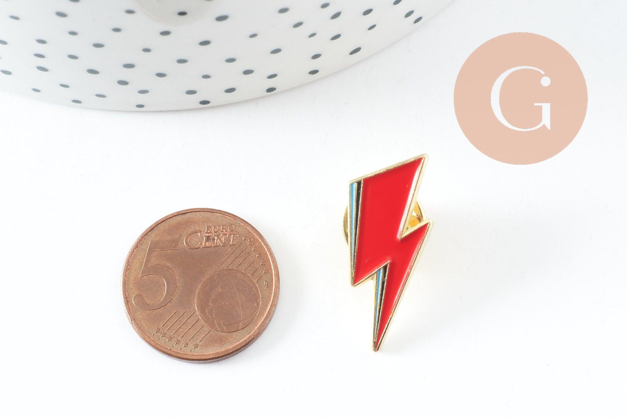 Gingerlily Broche pin's éclair G9745 émail rouge doré