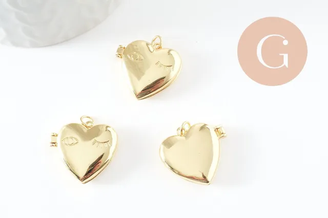 Gingerlily Pendentifs G9549 locket cœur doré 22 mm x1