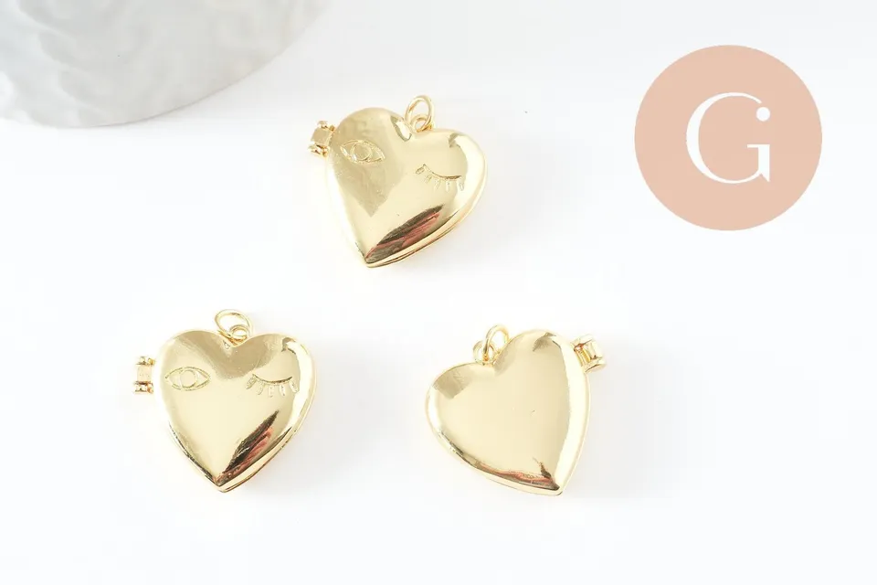 Gingerlily Pendentifs G9549 locket cœur doré 22 mm x1