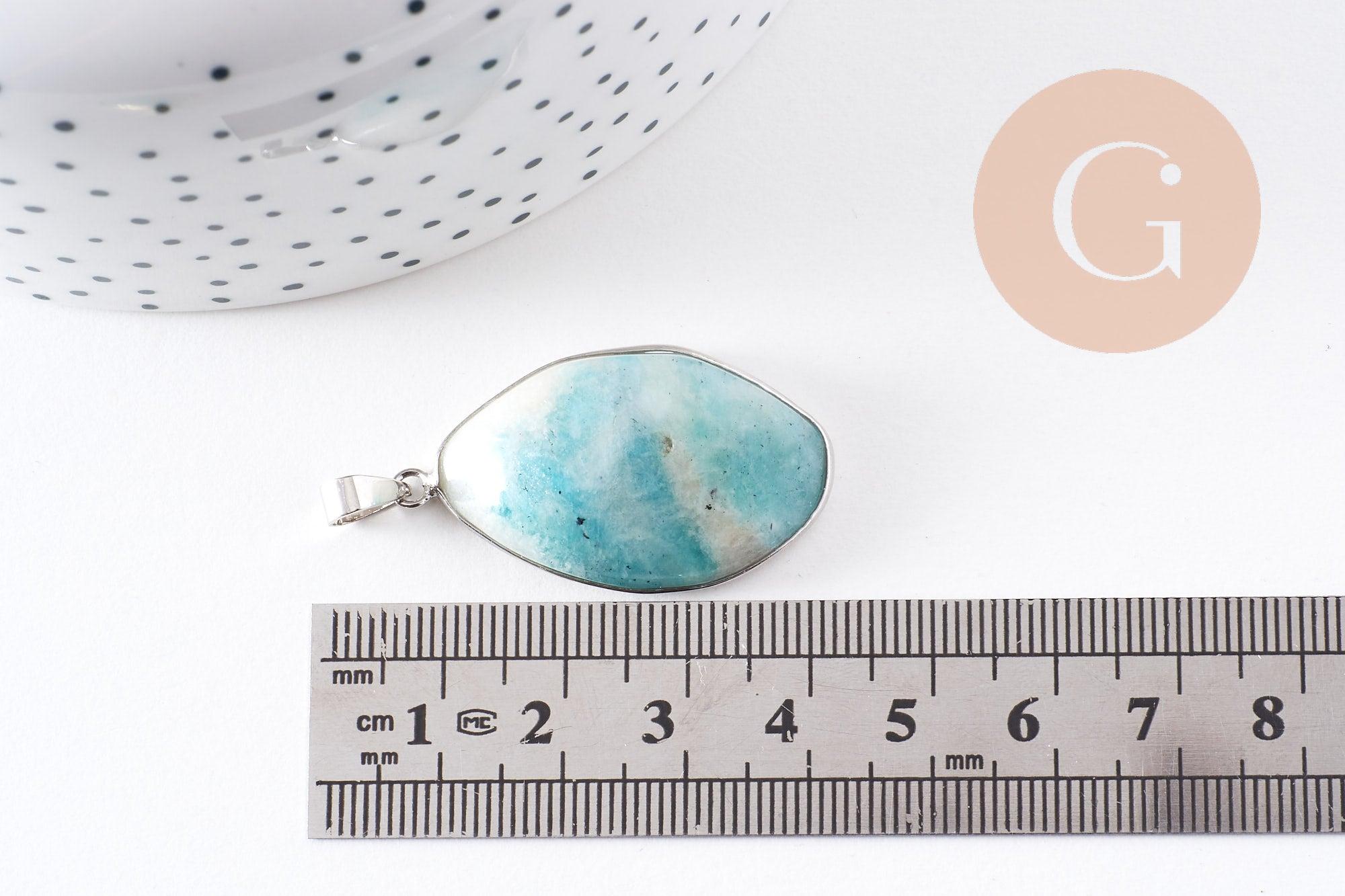 Gingerlily Feuille Amazonite Laiton 34-46mm x1 Pendentif