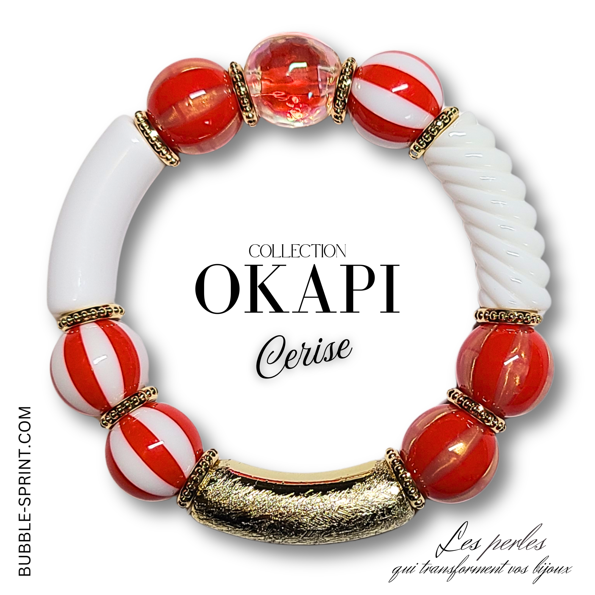 ARTSHOP Bijoux en KITS bracelet OKAPI Cerise kit complet