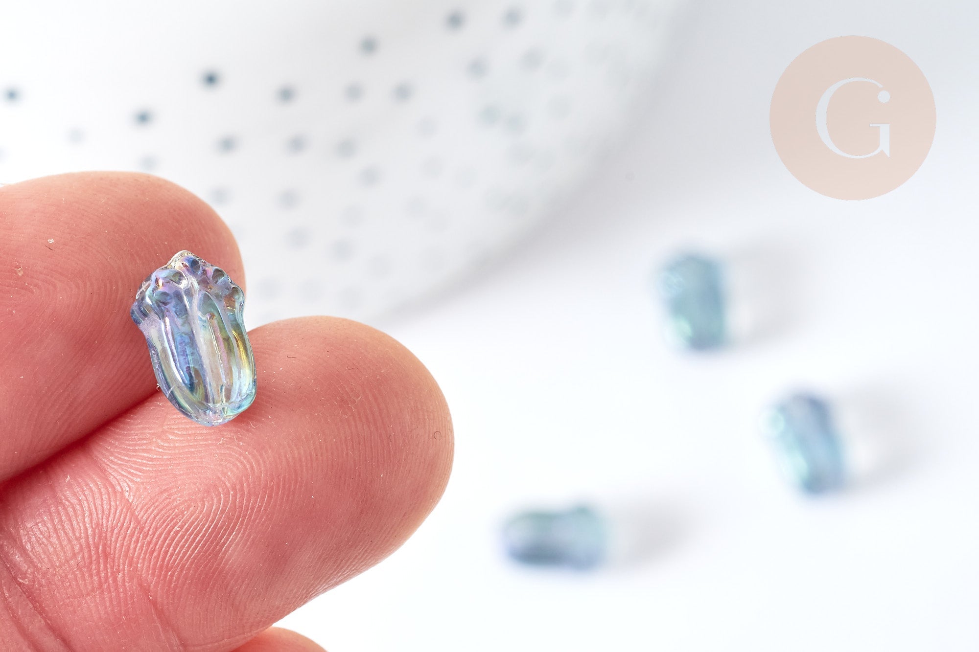 Gingerlily G8108 perles fleur verre bleu violet x10 11mm