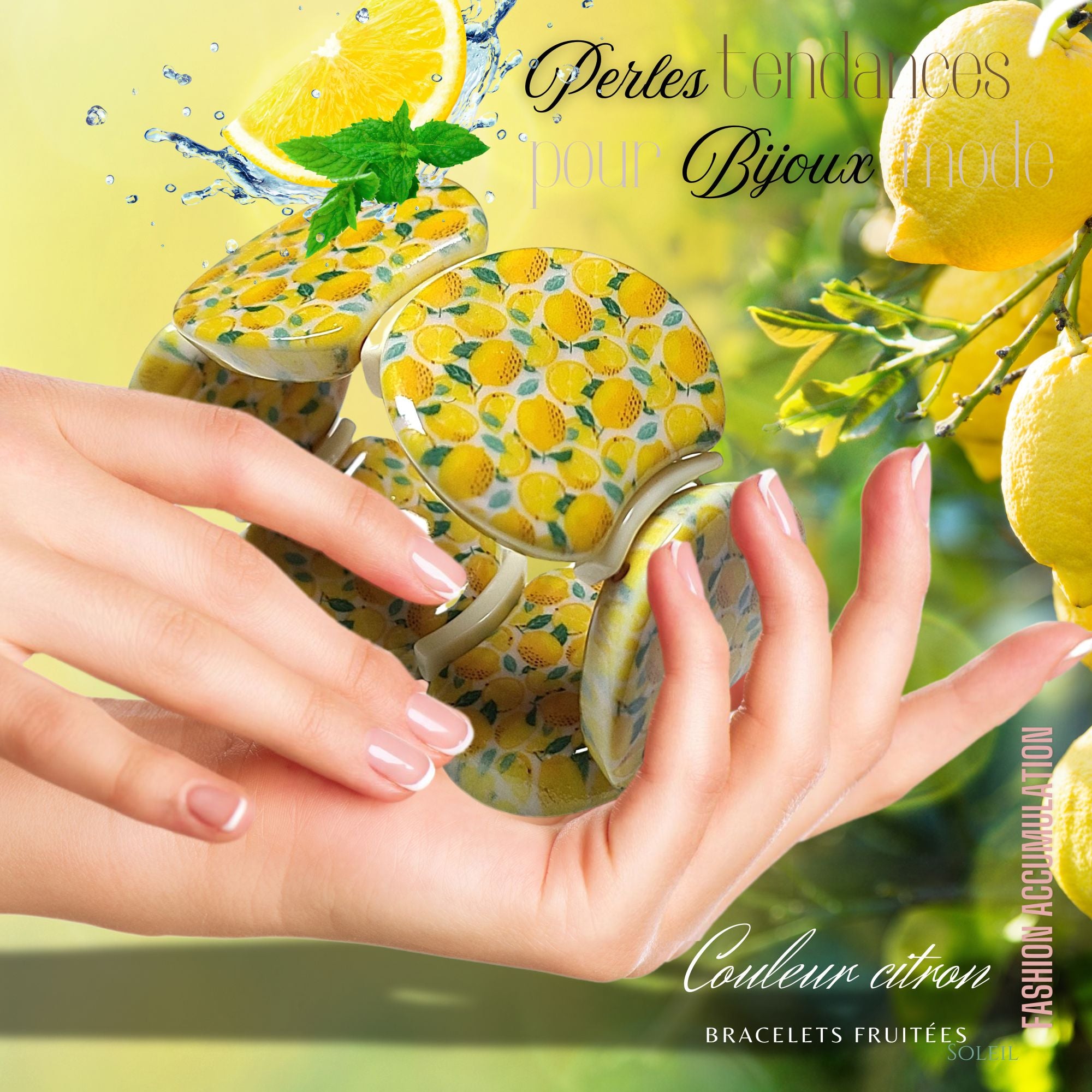 ARTSHOP Palets LUNE 1030B perle résine motif citrons x1