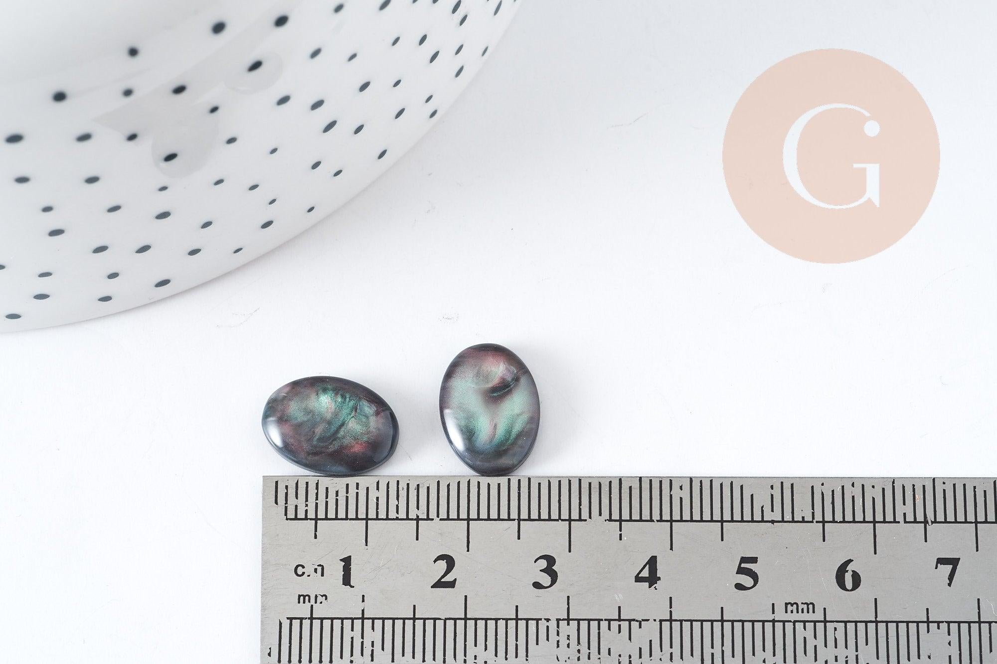 Gingerlily Perles G9101 cabochon ovale noir 14x10 mm résine