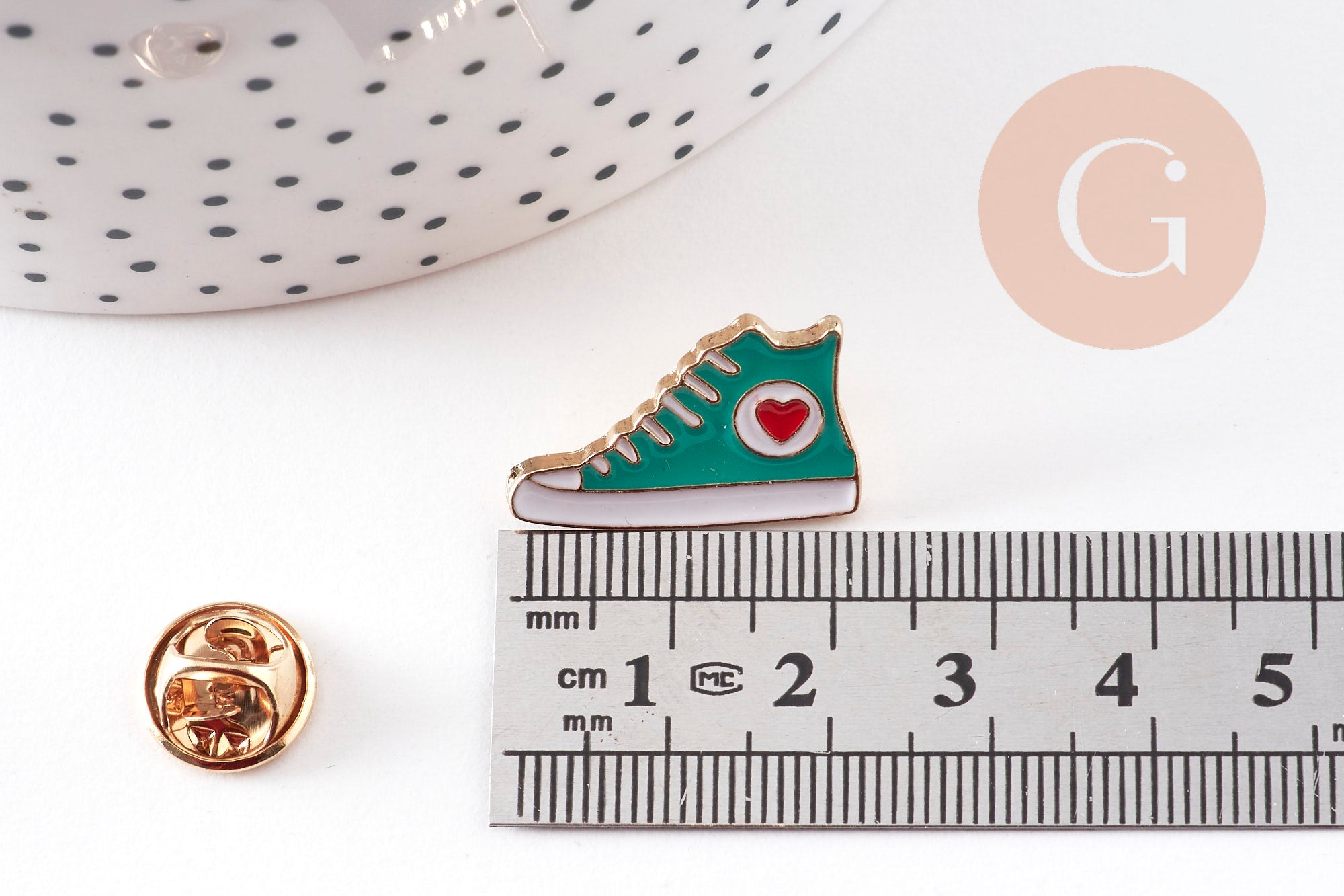 Gingerlily Broches Pin’s G10943 converse doré turquoise 22,5 mm