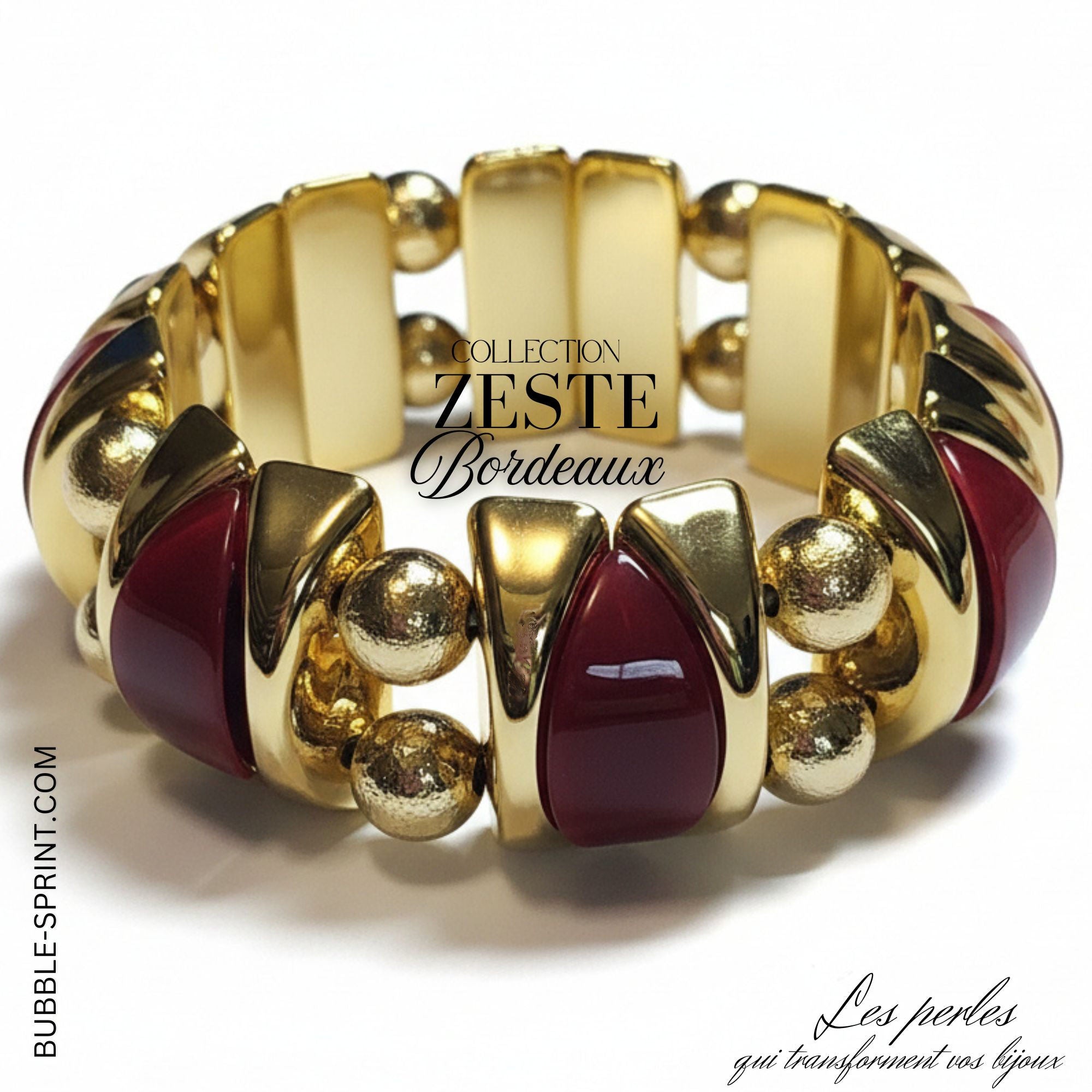 ARTSHOP Bijoux en KITS ZESTE bracelet bordeaux marbré sans aiguille