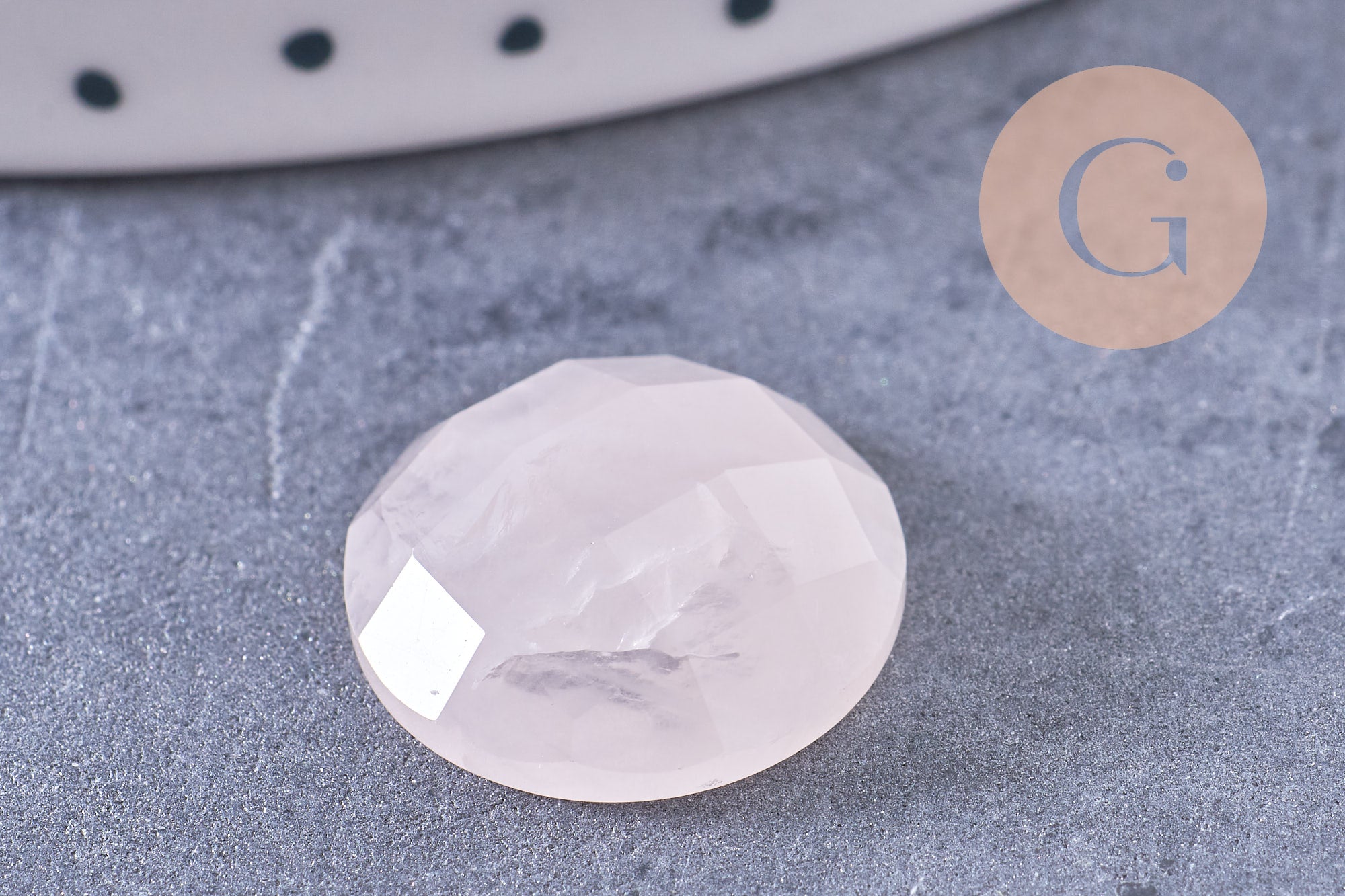 Gingerlily Cabochon rond quartz rose naturel facetté 16 mm x1