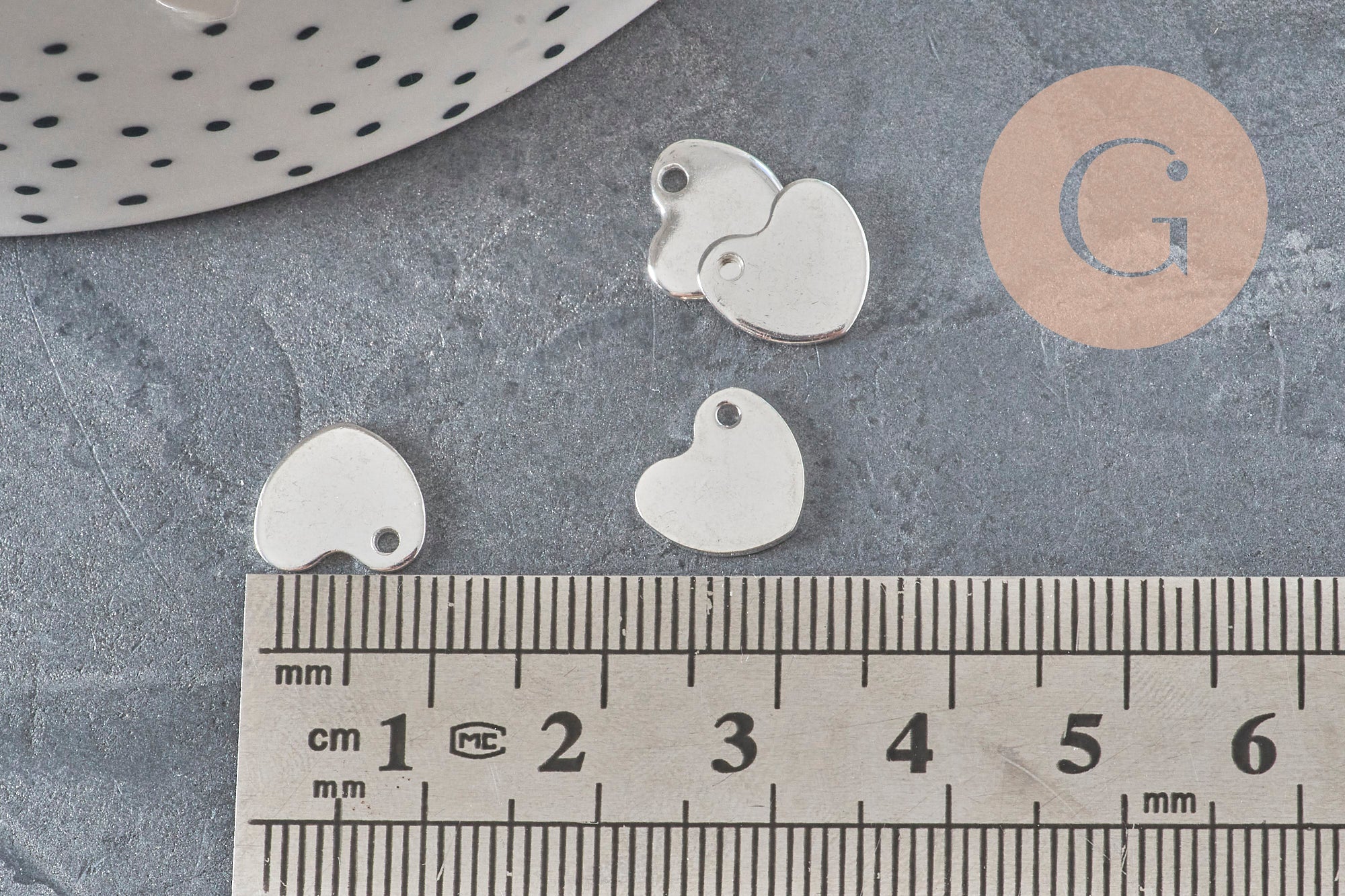 Gingerlily Médaille coeur acier argenté 10,5mm x10 graver