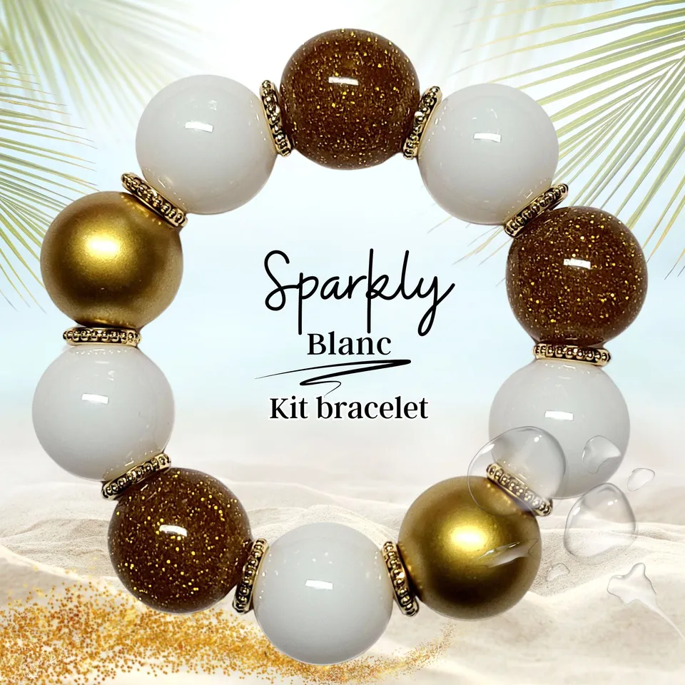 ARTSHOP Sparkly kit bracelet blanc 11 boules 20 mm